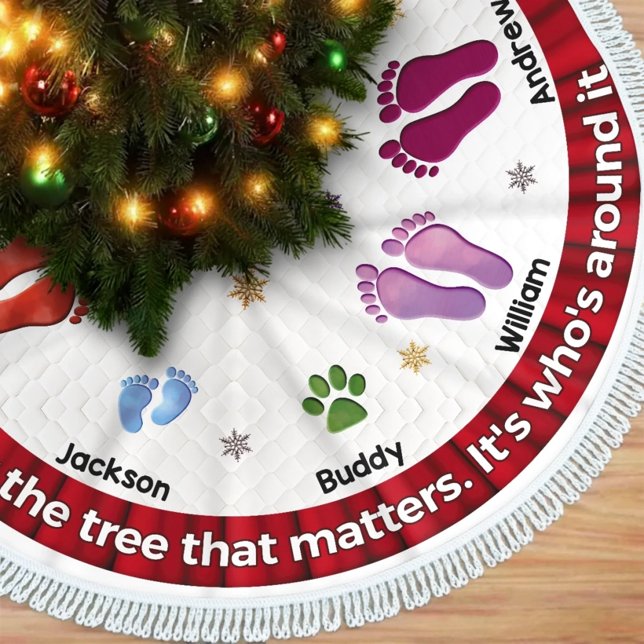 Custom Tree Skirt - Personalized Christmas Birthday Gifts For Mom, Dad, Brother, Sister, Kids - Memories Circle The Tree - Image 3