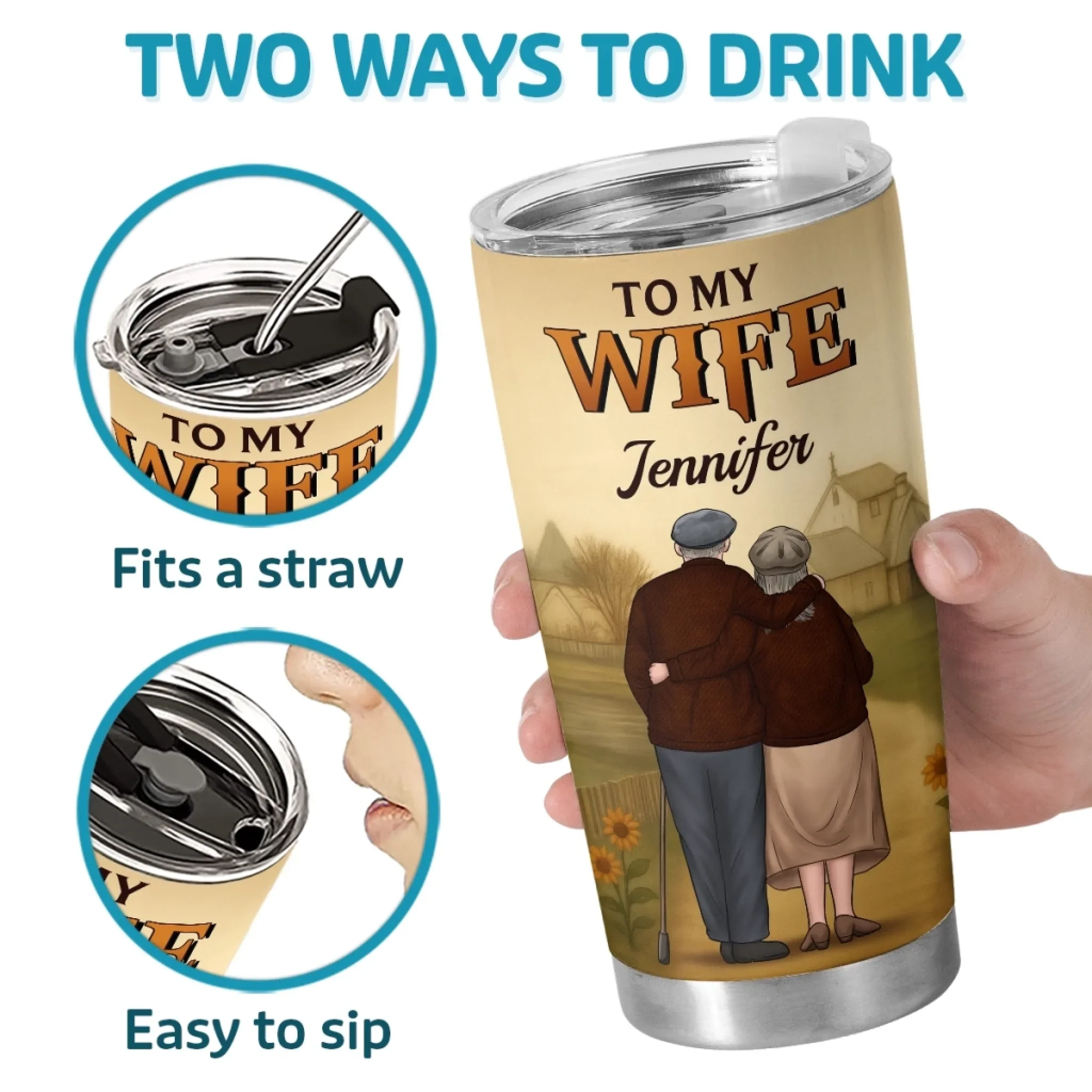 Custom Tumbler - Personalized Anniversary Wedding Gifts For Husband And Wife, Him And Her - Holding On To You - Image 4