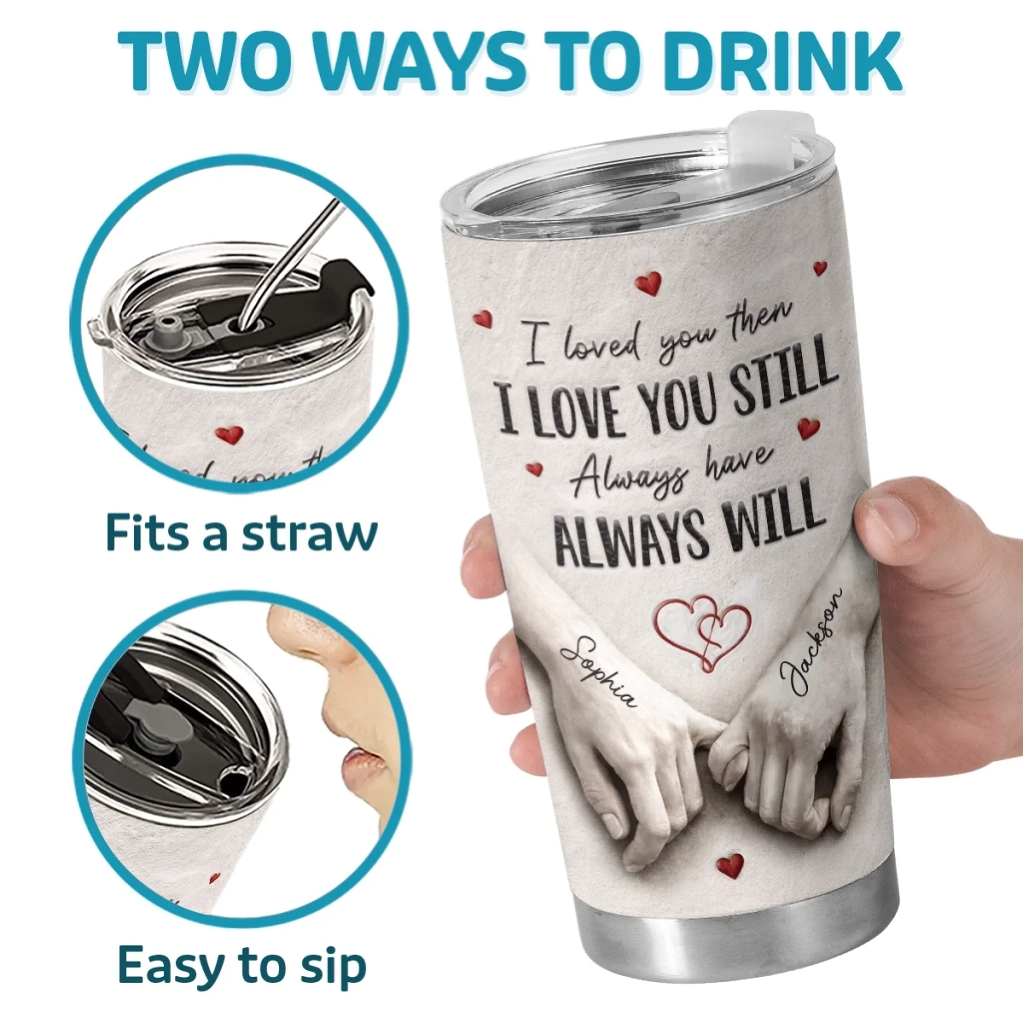 Custom Tumbler - Personalized Anniversary Wedding Gifts For Husband And Wife, Him And Her - Love Feels Right With You - Image 4