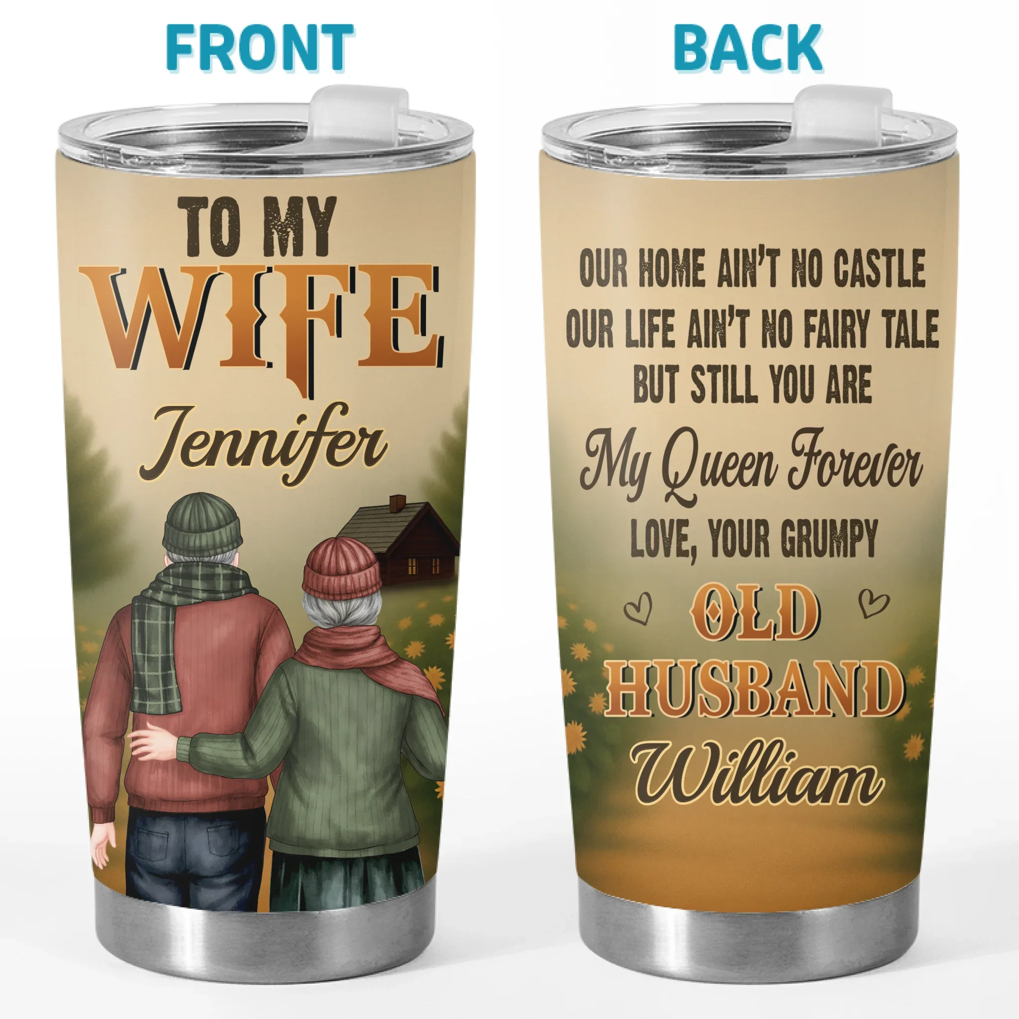 Custom Tumbler - Personalized Anniversary Wedding Gifts For Husband And Wife, Him And Her - Love Never Gets Old - Image 2