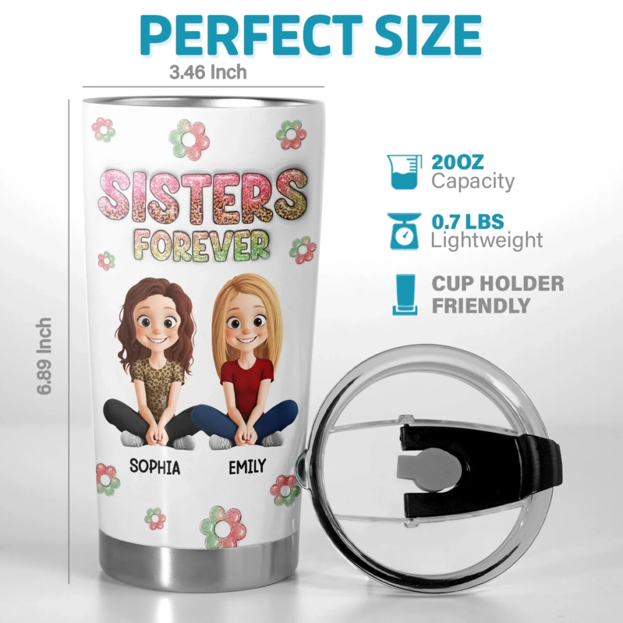 Custom Tumbler - Personalized Best Friend Birthday Gifts For Women, Besties, Sisters, BFF - Bestie Moments Spark Endless Smiles - Image 3