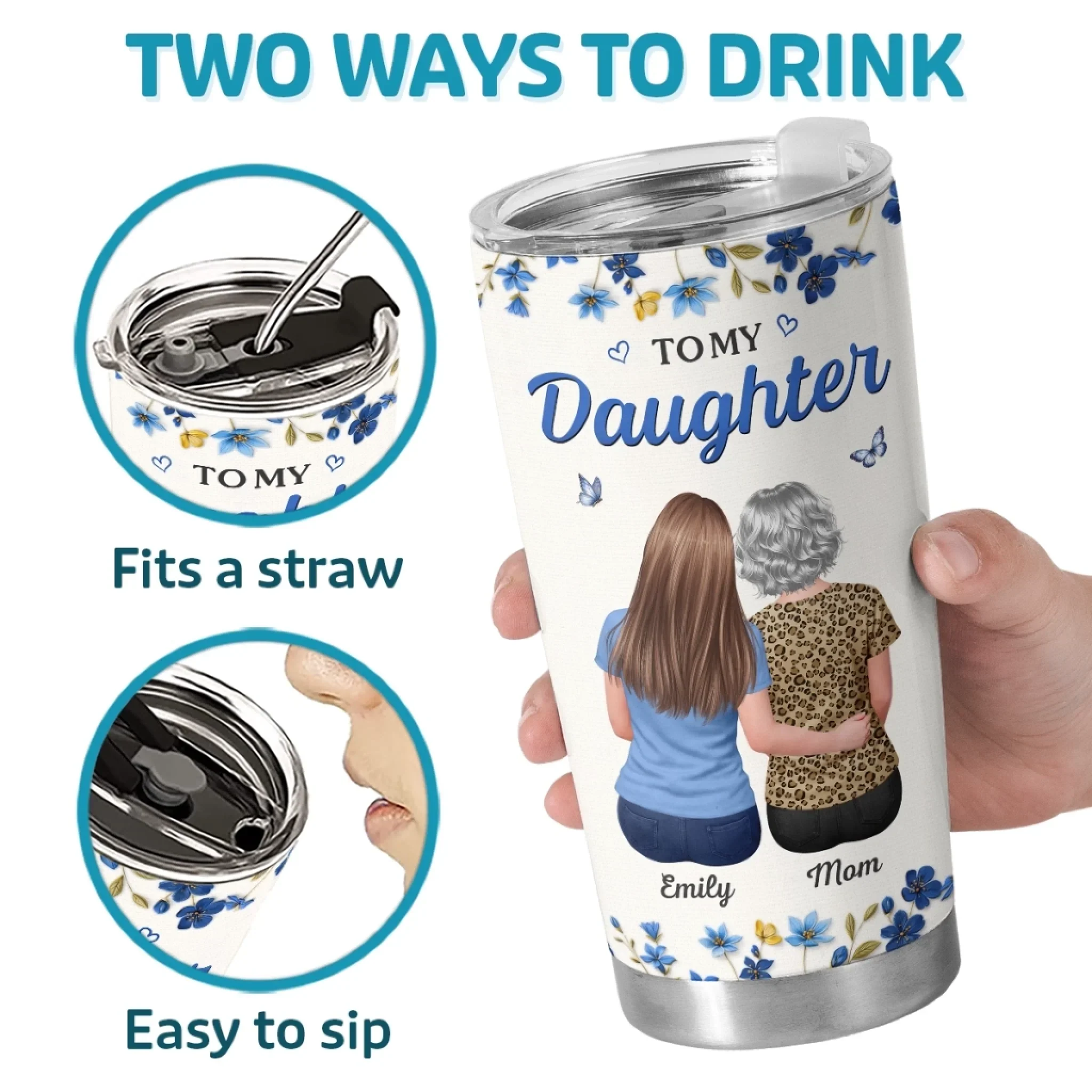 Custom Tumbler - Personalized Birthday Gifts For Daughter - Forever Proud To Call You My Daughter - Image 3