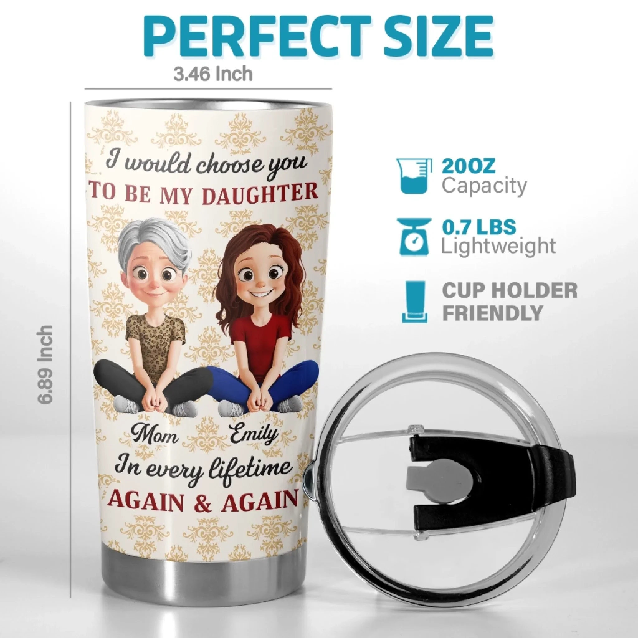 Custom Tumbler - Personalized Birthday Gifts For Mom, Dad, Daughter - Forever My Daughter Forever Love - Image 3