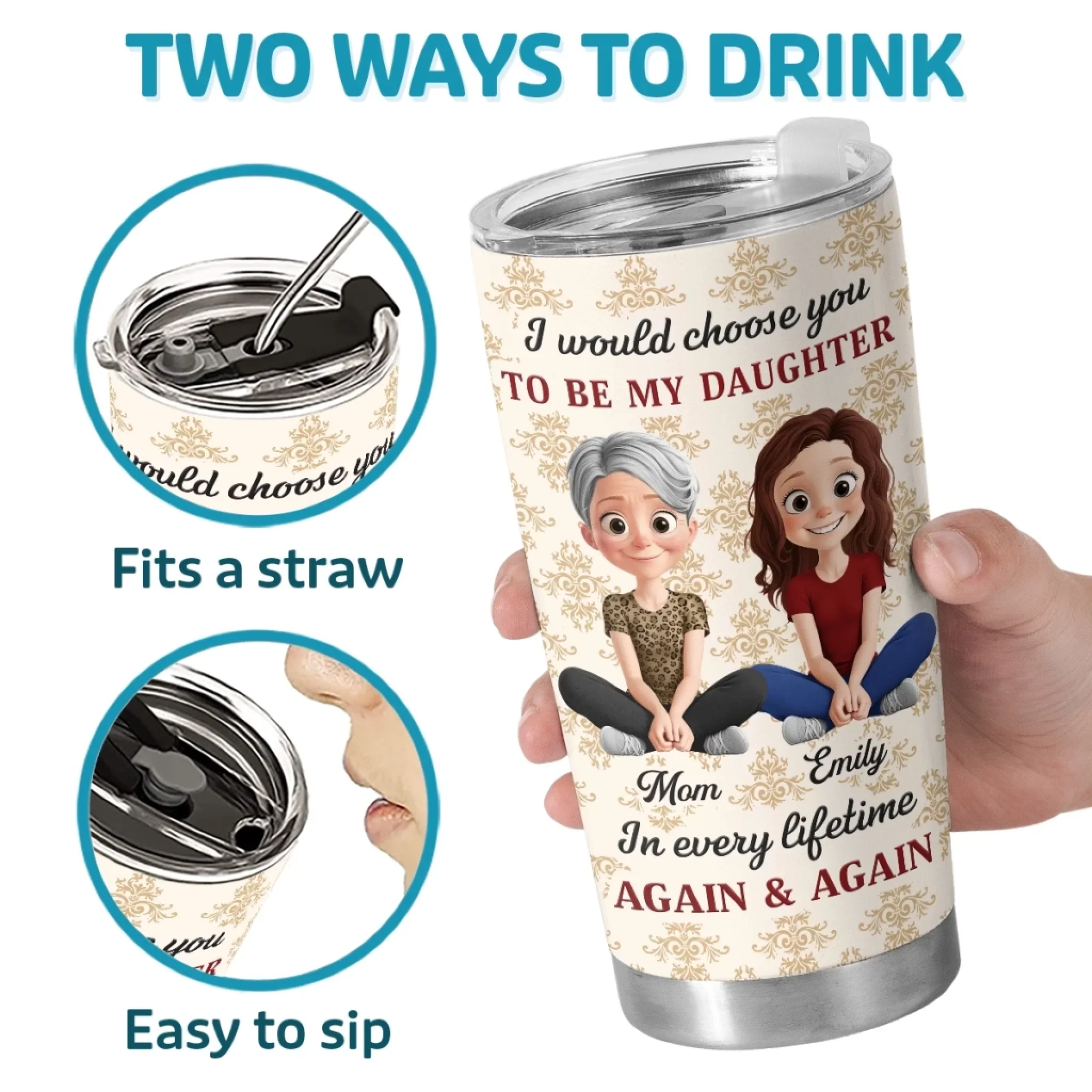 Custom Tumbler - Personalized Birthday Gifts For Mom, Dad, Daughter - Forever My Daughter Forever Love - Image 4