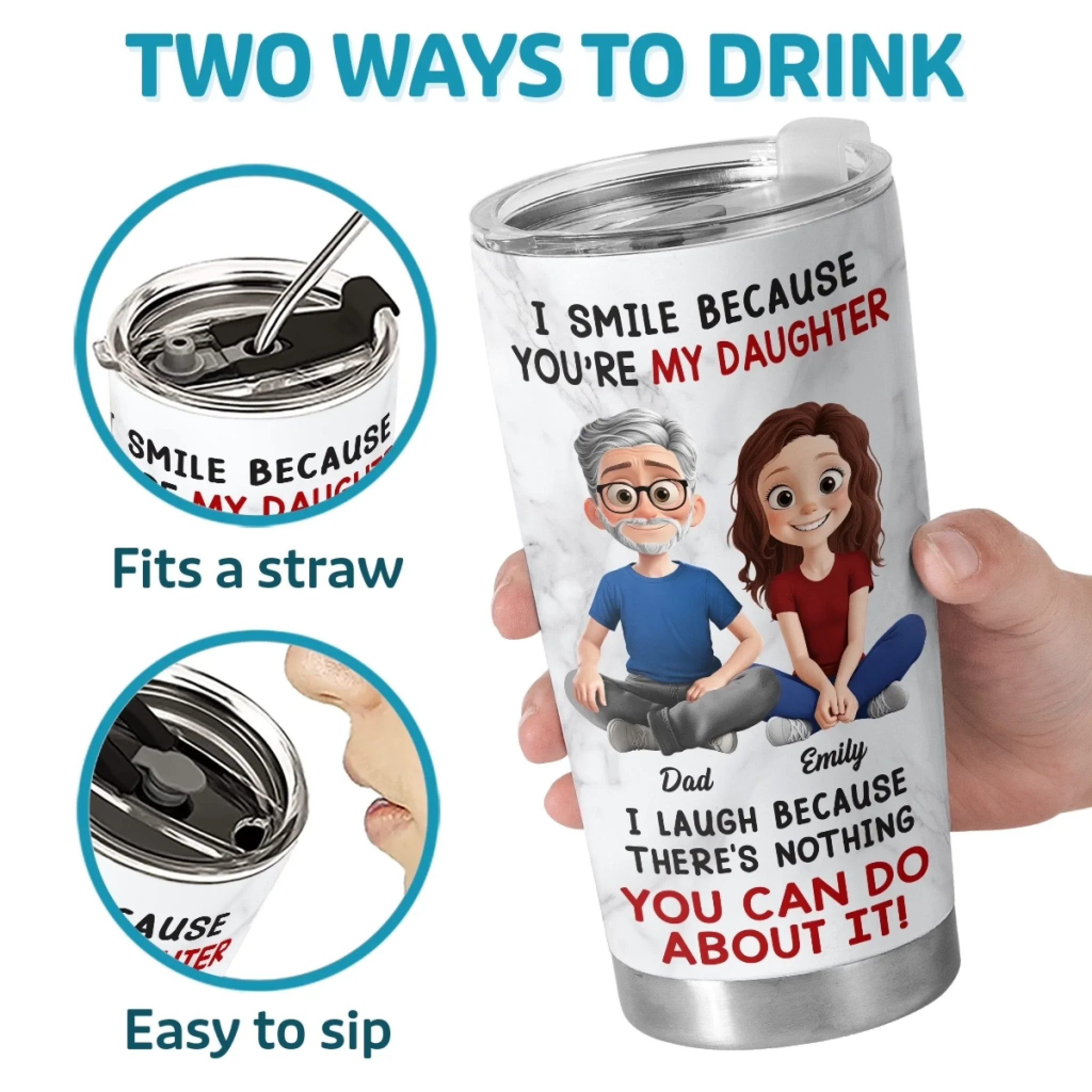 Custom Tumbler - Personalized Birthday Gifts For Mom, Dad, Daughter - Loved More Than Words - Image 4