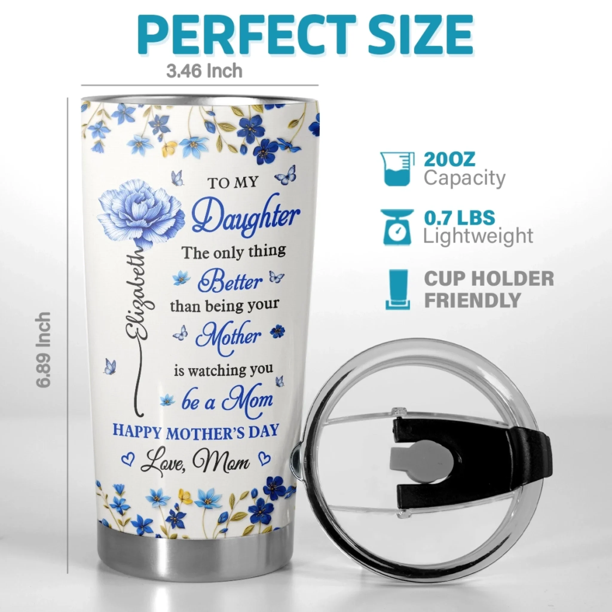Custom Tumbler - Personalized Mother's Day Gifts For Daughter - My Daughter, My Heart, My Pride - Image 3