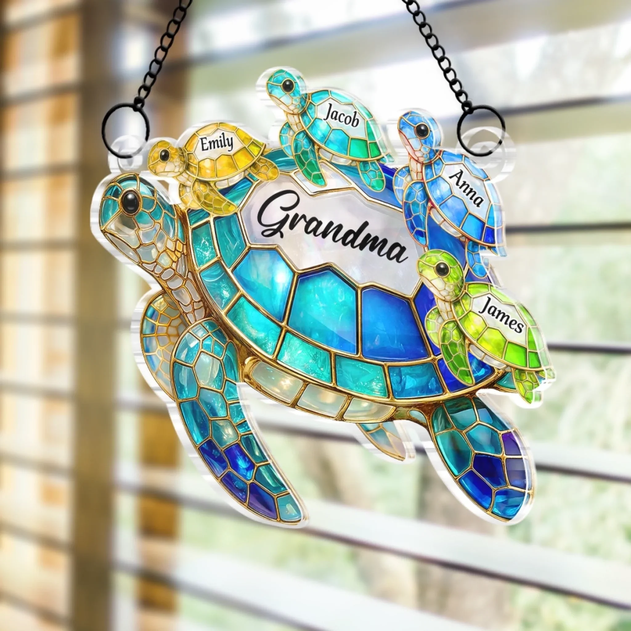 Custom Turtle Window Hanging Suncatcher Ornament - Personalized Mother's Day Birthday Gifts For Mom, Grandma - Carry Love Wherever You Go - Image 2