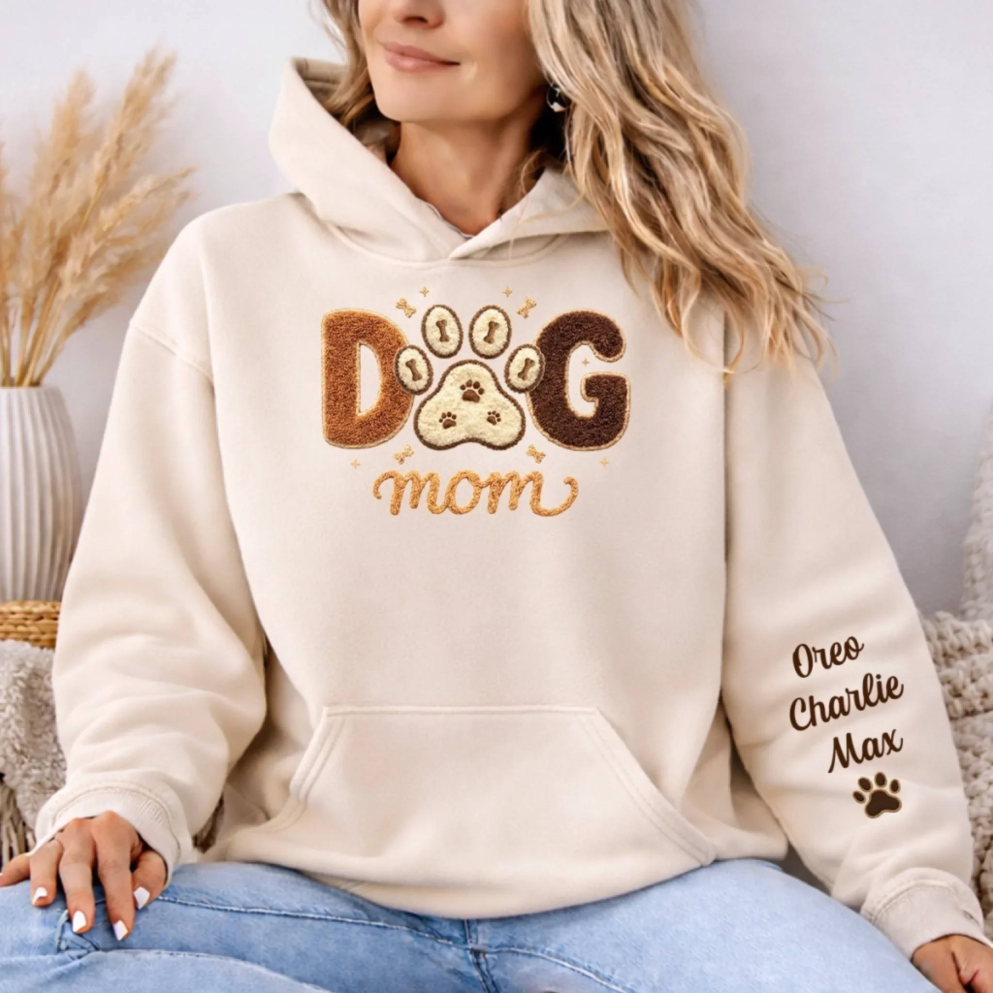 Custom Unisex Sweater, Hoodie With Design On Sleeve - Personalized Birthday Gifts For Dog Cat Lovers, Dog Dad And Mom, Cat Owners - Pets Are My Family - Image 5