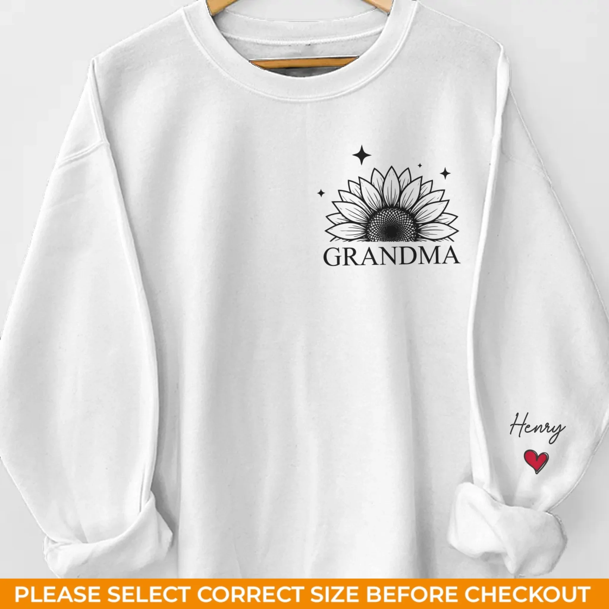 Custom Unisex Sweatshirt, Hoodie With Design On Sleeve - Personalized Birthday Gifts For Mom, Grandma - Heart Of Our Family - Image 2