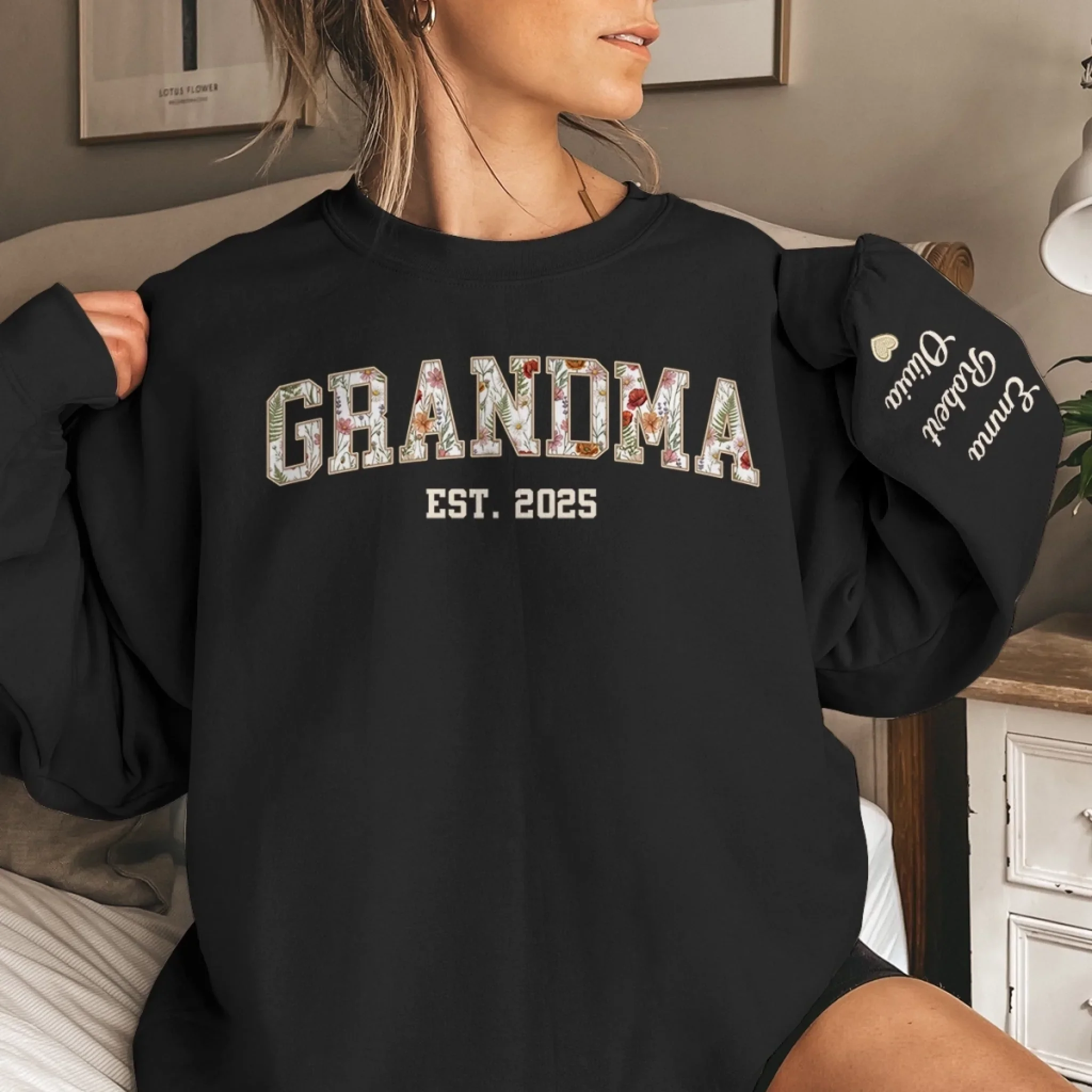 Custom Unisex Sweatshirt, Hoodie With Design On Sleeve - Personalized Birthday Gifts For Mom, Grandma - Wrapped In Your Warmth - Image 2