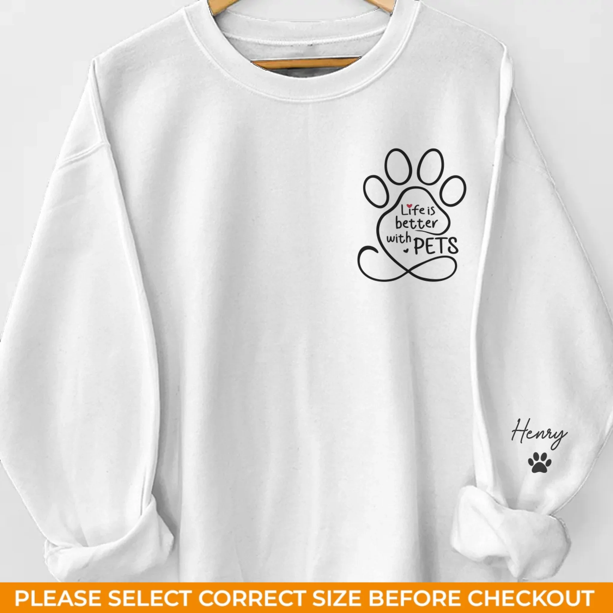 Custom Unisex Sweatshirt, Hoodie With Design On Sleeve -  Personalized Christmas Birthday Gifts For Dog Cat Lovers, Dog Dad And Mom, Cat Owners - Loved By My Fur Crew - Image 2