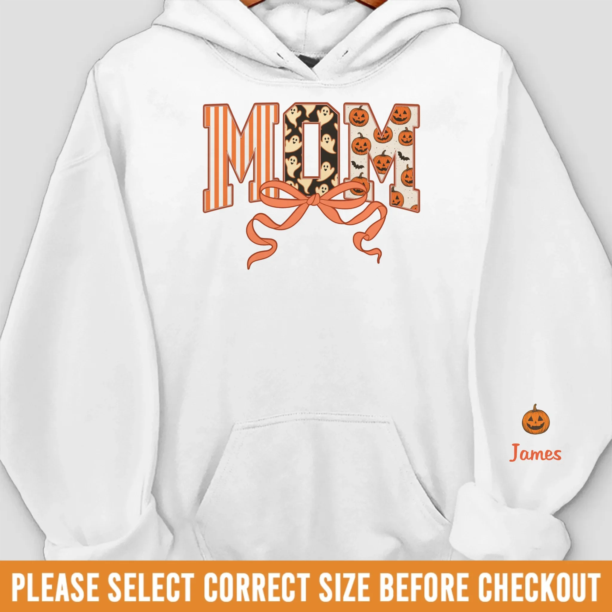 Custom Unisex Sweatshirt, Hoodie With Design On Sleeve - Personalized Halloween Birthday Gifts For Mom, Grandma - Spooky Nights With Family Light - Image 7