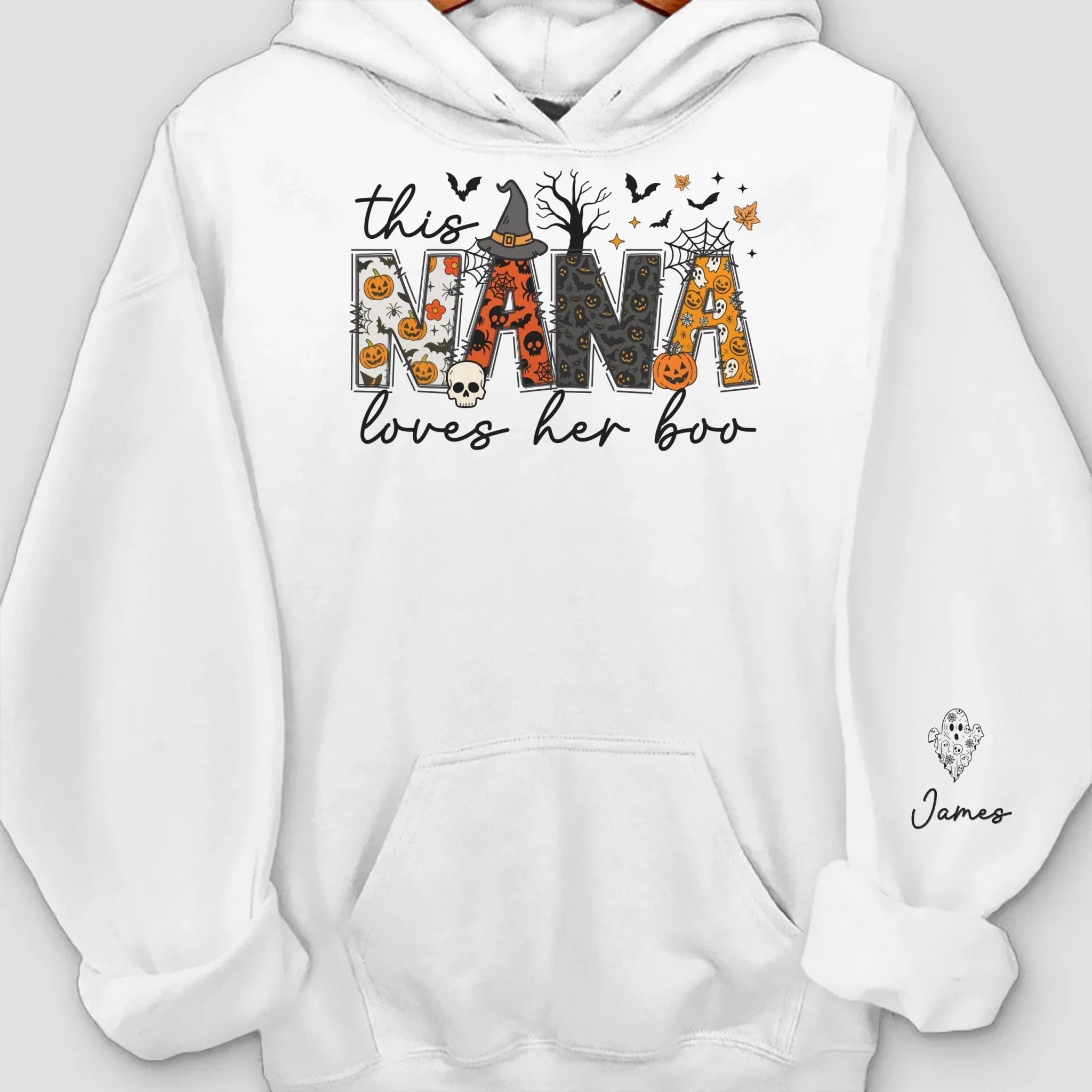 Custom Unisex Sweatshirt, Hoodie With Design On Sleeve - Personalized Halloween Birthday Gifts For Mom, Grandma - Spooky Nights With Loved Ones - Image 5