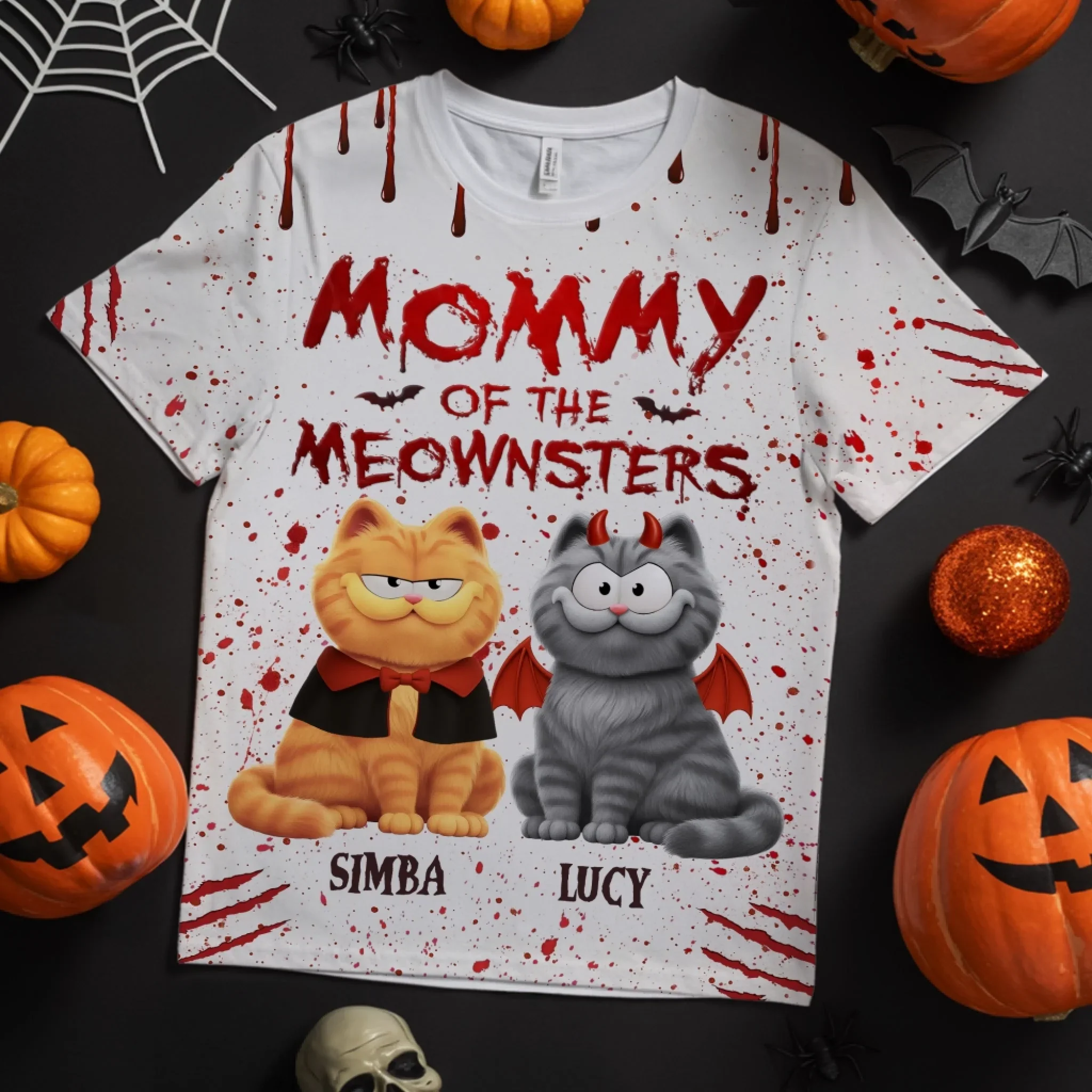 Custom Unisex T-shirt - Personalized Halloween Birthday Gifts For Cat Lovers, Cat Mom And Dad - Living That Meownster Mom Life - Image 5