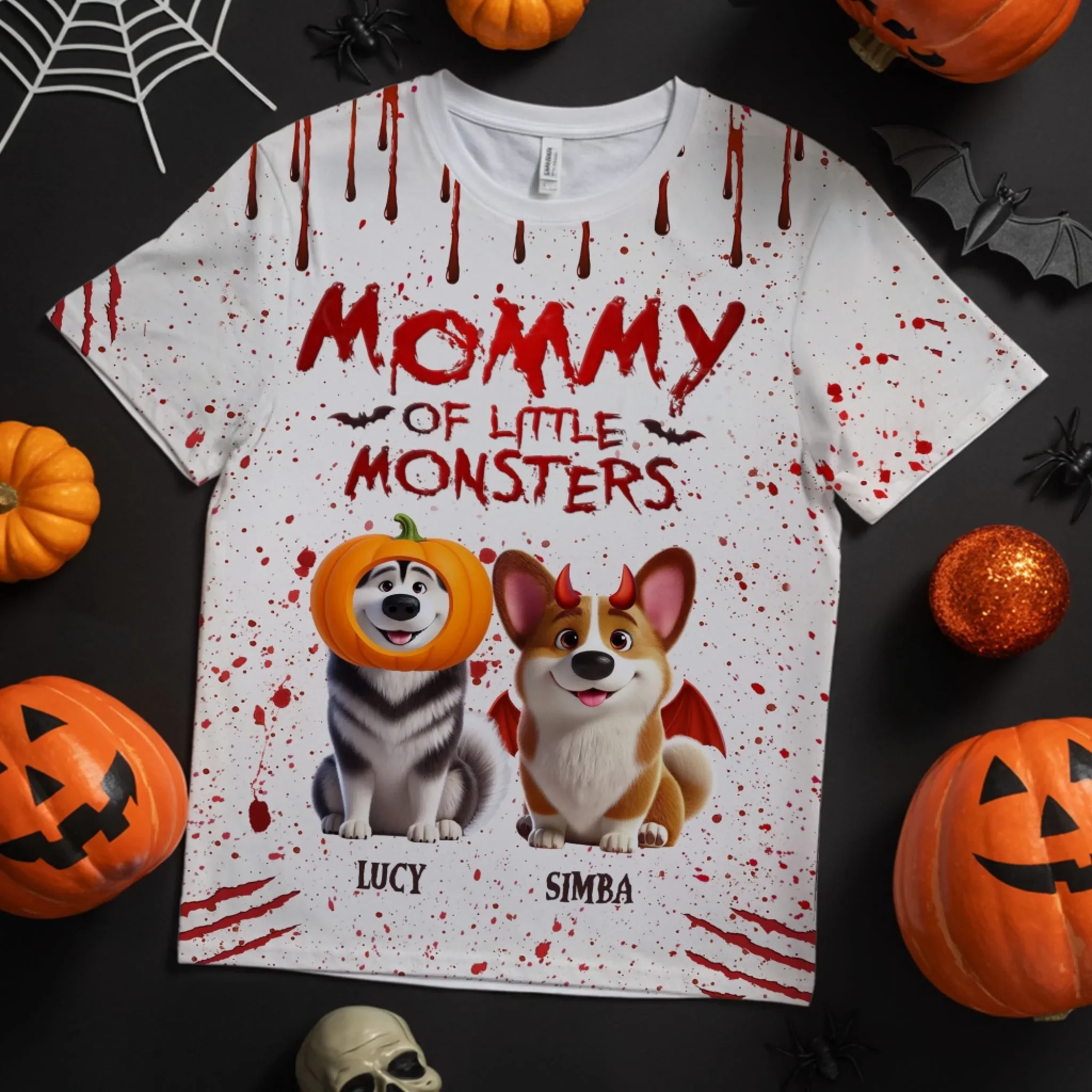 Custom Unisex T-shirt - Personalized Halloween Birthday Gifts For Dog Lovers, Dog Dad And Mom - Mommy Daddy Of Little Monsters - Image 4
