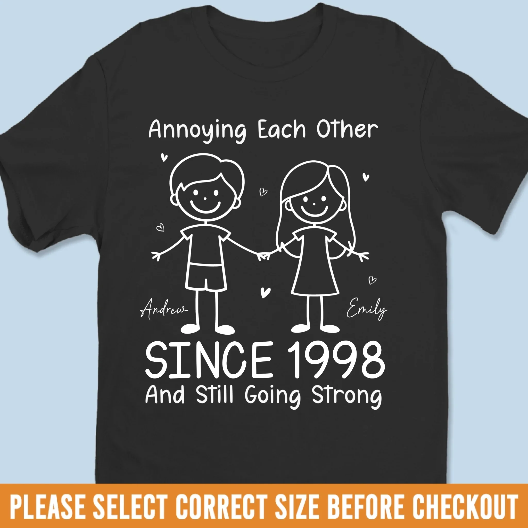 Custom Unisex T-shirt, Premium T-shirt, Hoodie - Personalized Anniversary Wedding Gifts For Husband And Wife, Him And Her - Our Hearts Stay Aligned - Image 6