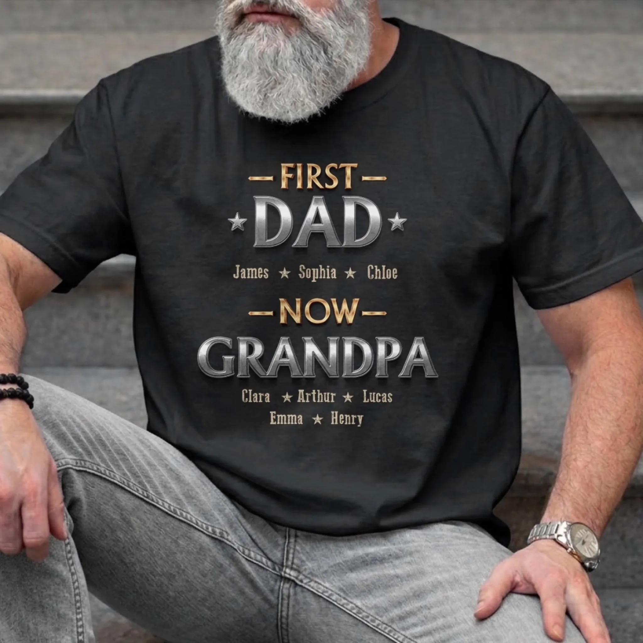 Custom Unisex T-shirt, Premium T-shirt, Hoodie - Personalized Father's Day Birthday Gifts For Dad, Grandpa - Living The Best Title - Image 2