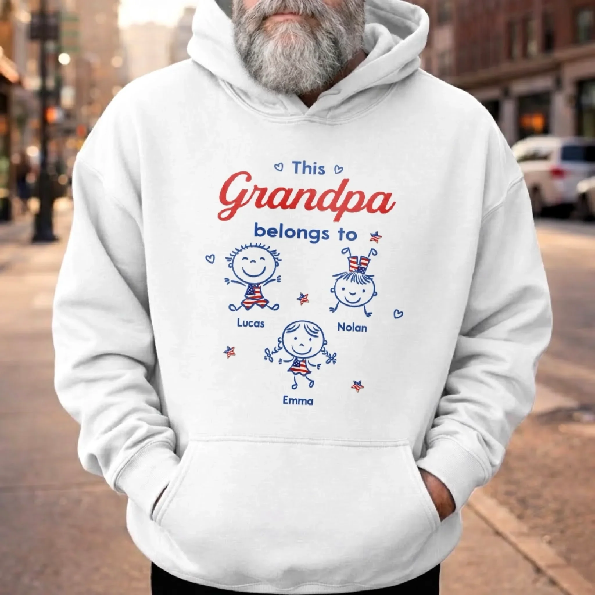 Custom Unisex T-shirt, Premium T-shirt, Hoodie - Personalized Father's Day Birthday Gifts For Dad, Grandpa - Strong Like My Grandpa - Image 4