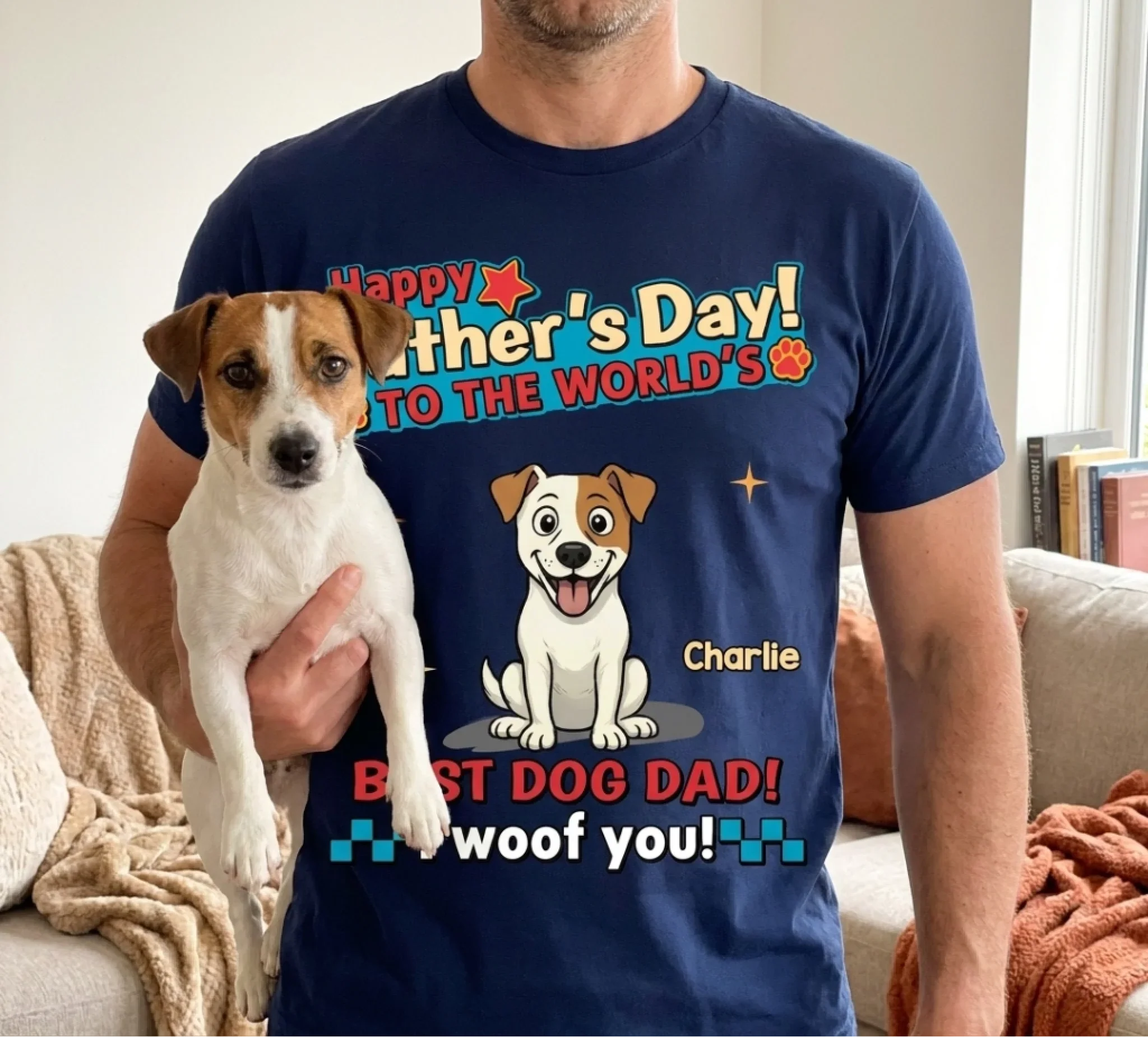 Custom Unisex T-shirt, Premium T-shirt, Hoodie - Personalized Father's Day Birthday Gifts For Dog Lovers, Dog Dad - My Dog Thinks I’m Pawsome - Image 2