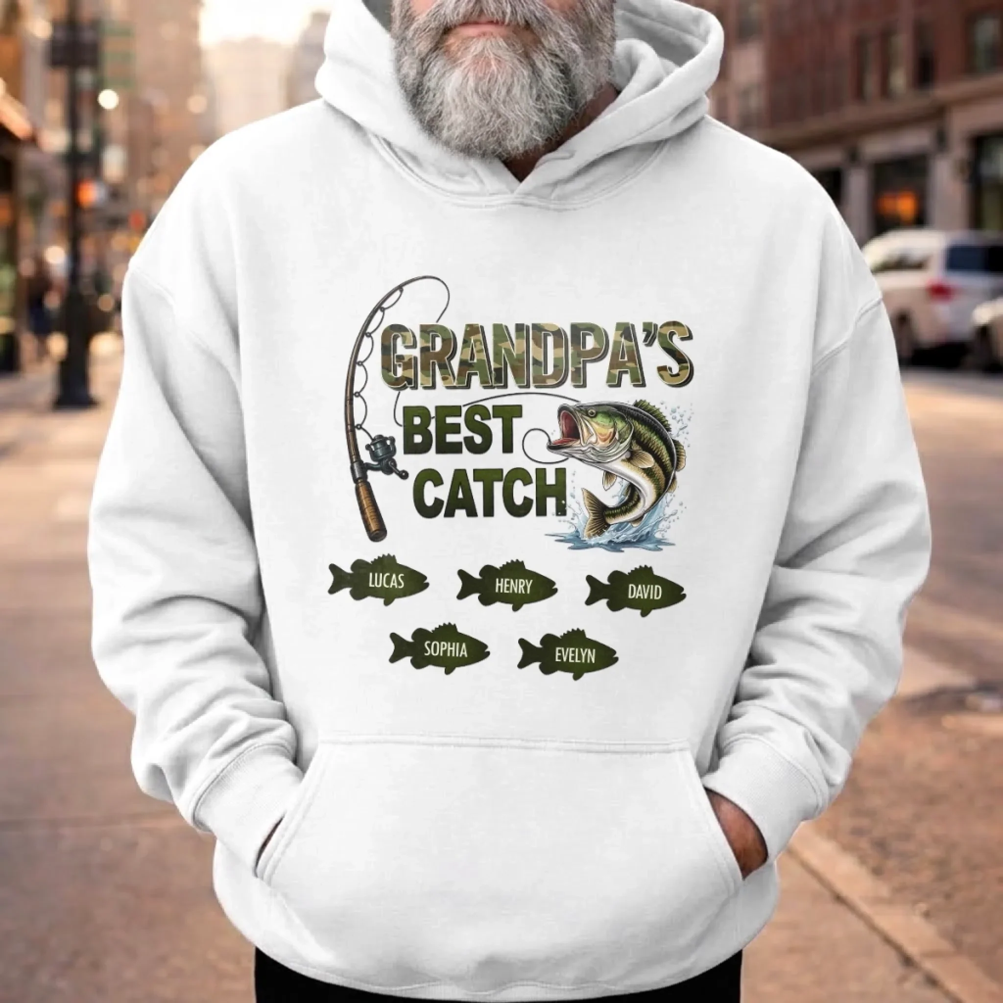 Custom Unisex T-shirt, Premium T-shirt, Hoodie - Personalized Father's Day Fishing Gifts For Fisherman, Dad, Grandpa - Best Catch Ever - Image 4