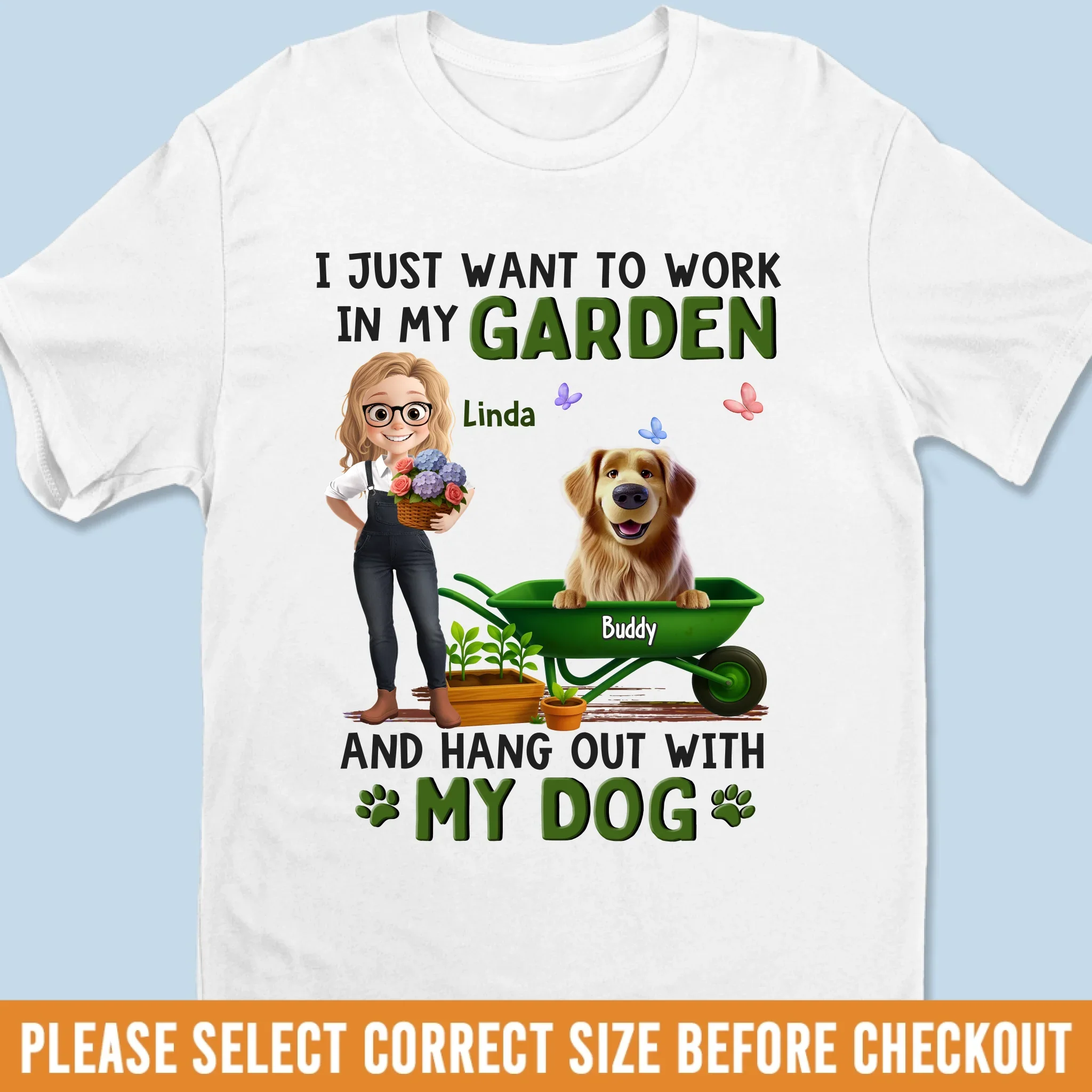 Custom Unisex T-shirt, Premium T-shirt, Hoodie - Personalized Garden Gifts For Gardeners, Dog Lovers, Dog Dad And Mom - Gardening And Dog Cuddles All I Need - Image 6