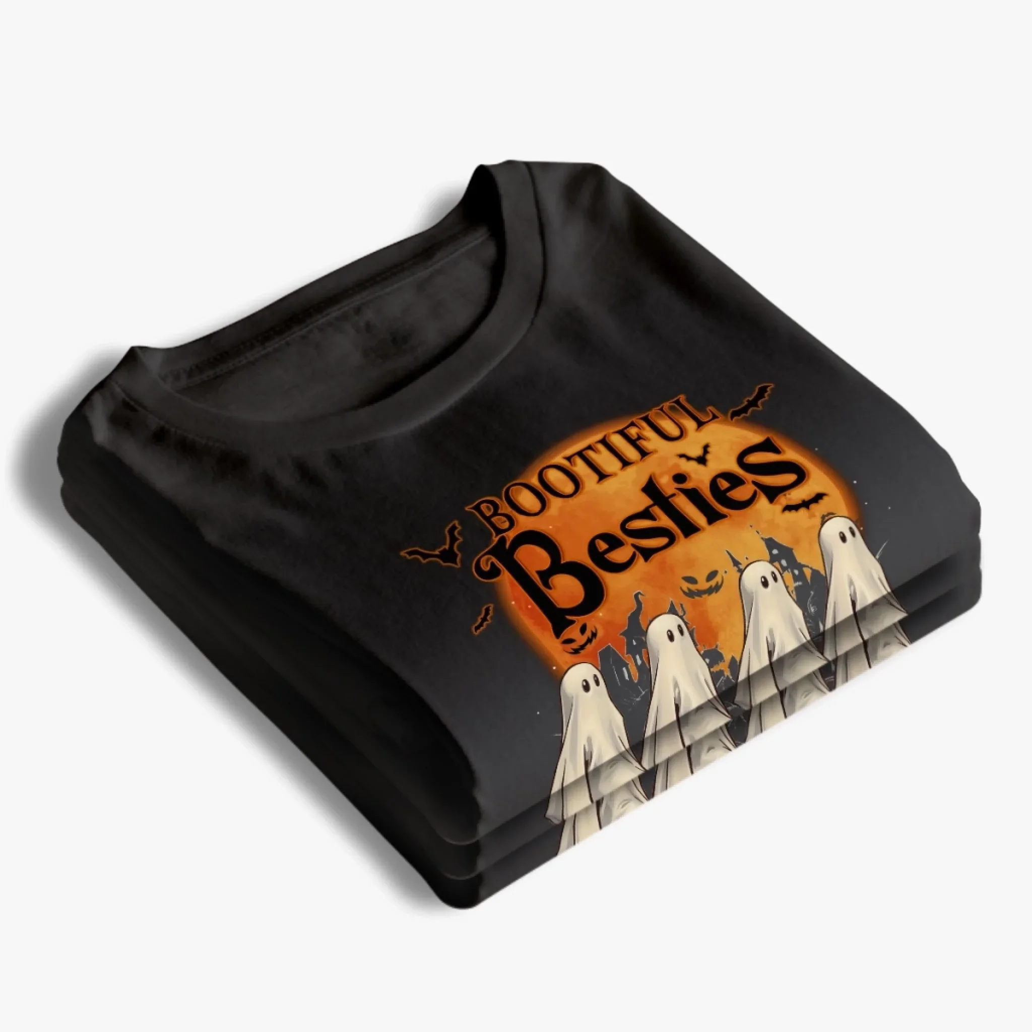 Custom Unisex T-shirt, Premium T-shirt, Hoodie - Personalized Halloween Birthday Gifts For Women, Besties, Sisters, BFF - Haunted By Laughter Together - Image 4