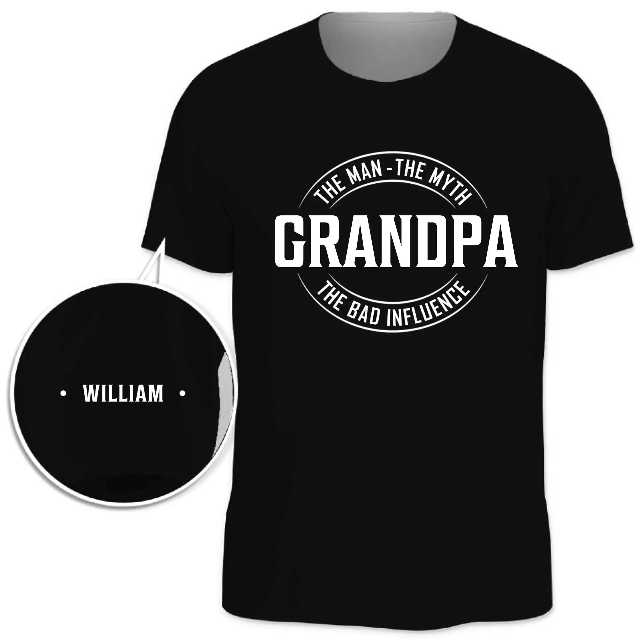 Custom Unisex T-Shirt With Design On Sleeve - Personalized Birthday Gifts For Dad, Grandpa - Legendary Mischief Instructor - Image 2