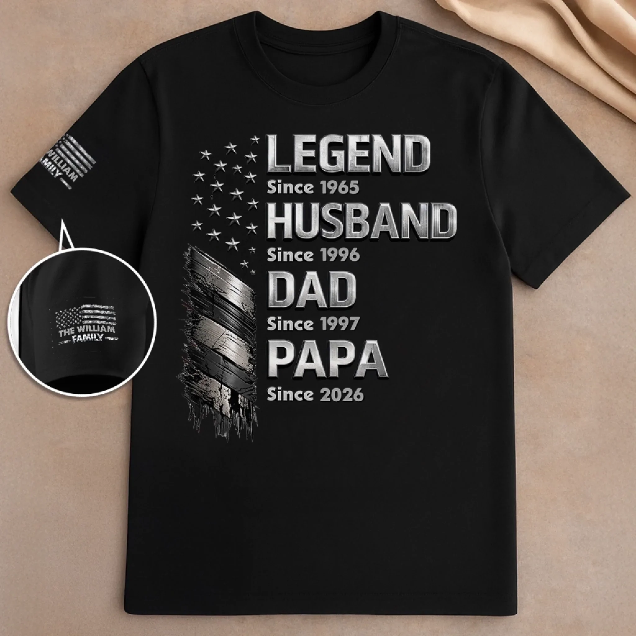 Custom Unisex T-Shirt With Design On Sleeve - Personalized Father's Day Birthday Gifts For Dad, Grandpa - Entering My Next Chapter - Image 2