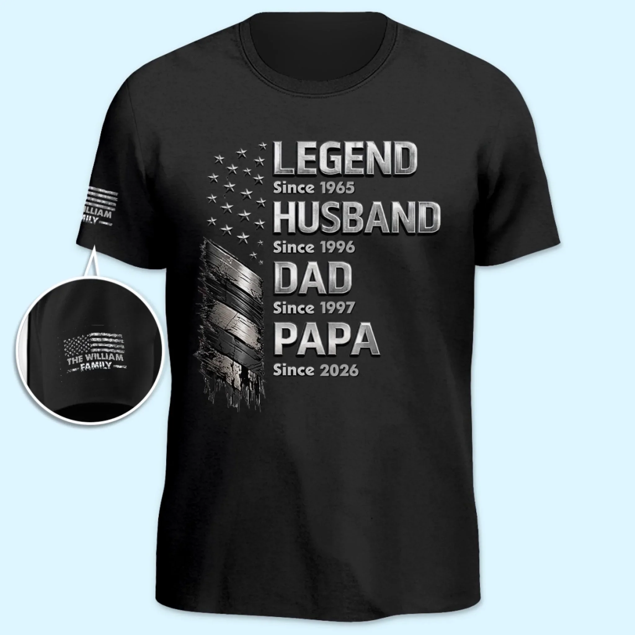 Custom Unisex T-Shirt With Design On Sleeve - Personalized Father's Day Birthday Gifts For Dad, Grandpa - Entering My Next Chapter - Image 3