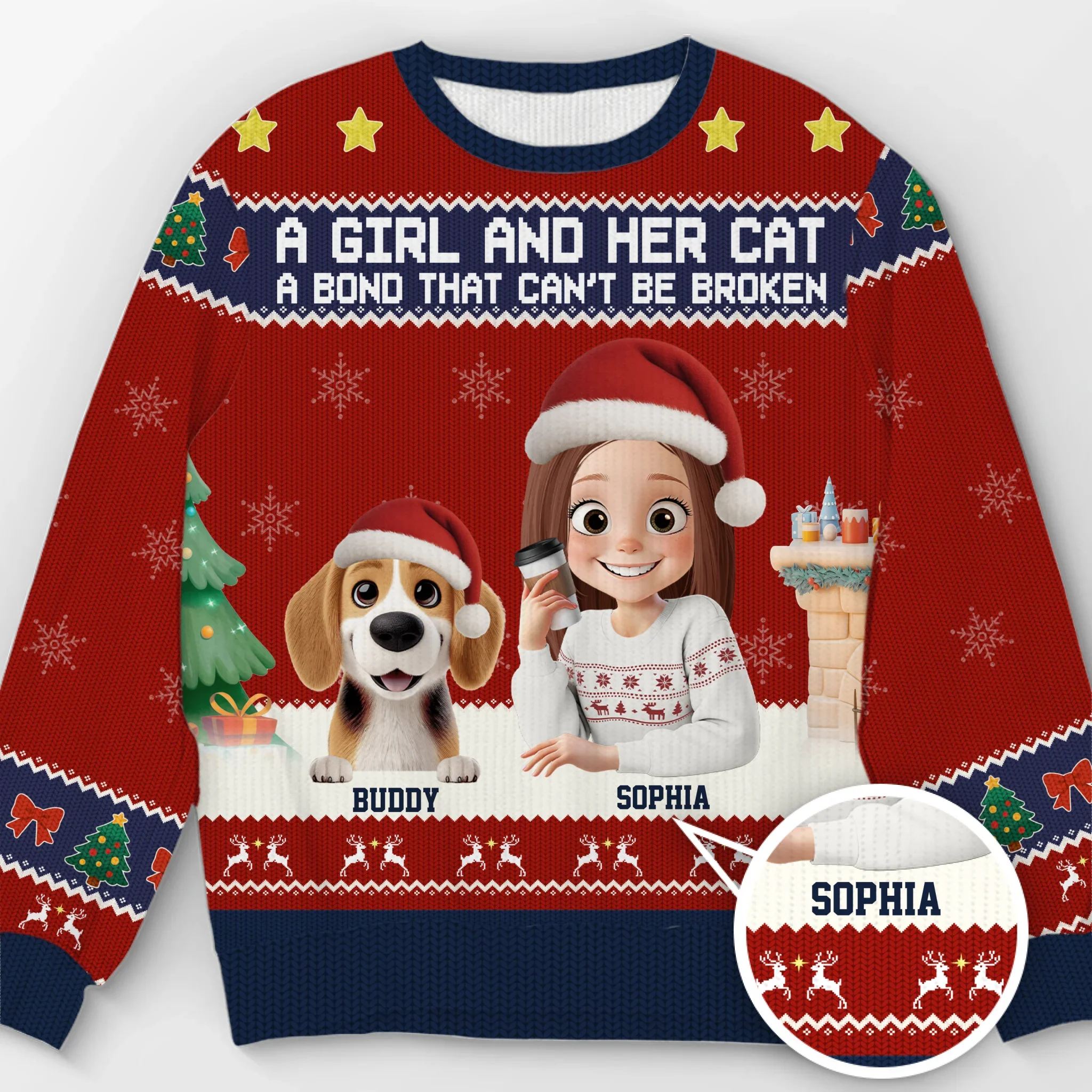 Custom Unisex Ugly Sweatshirt - Personalized  Christmas Birthday Gifts For Dog Cat Lovers, Dog Dad And Mom, Cat Owners - Santa Claws Is Coming - Image 2