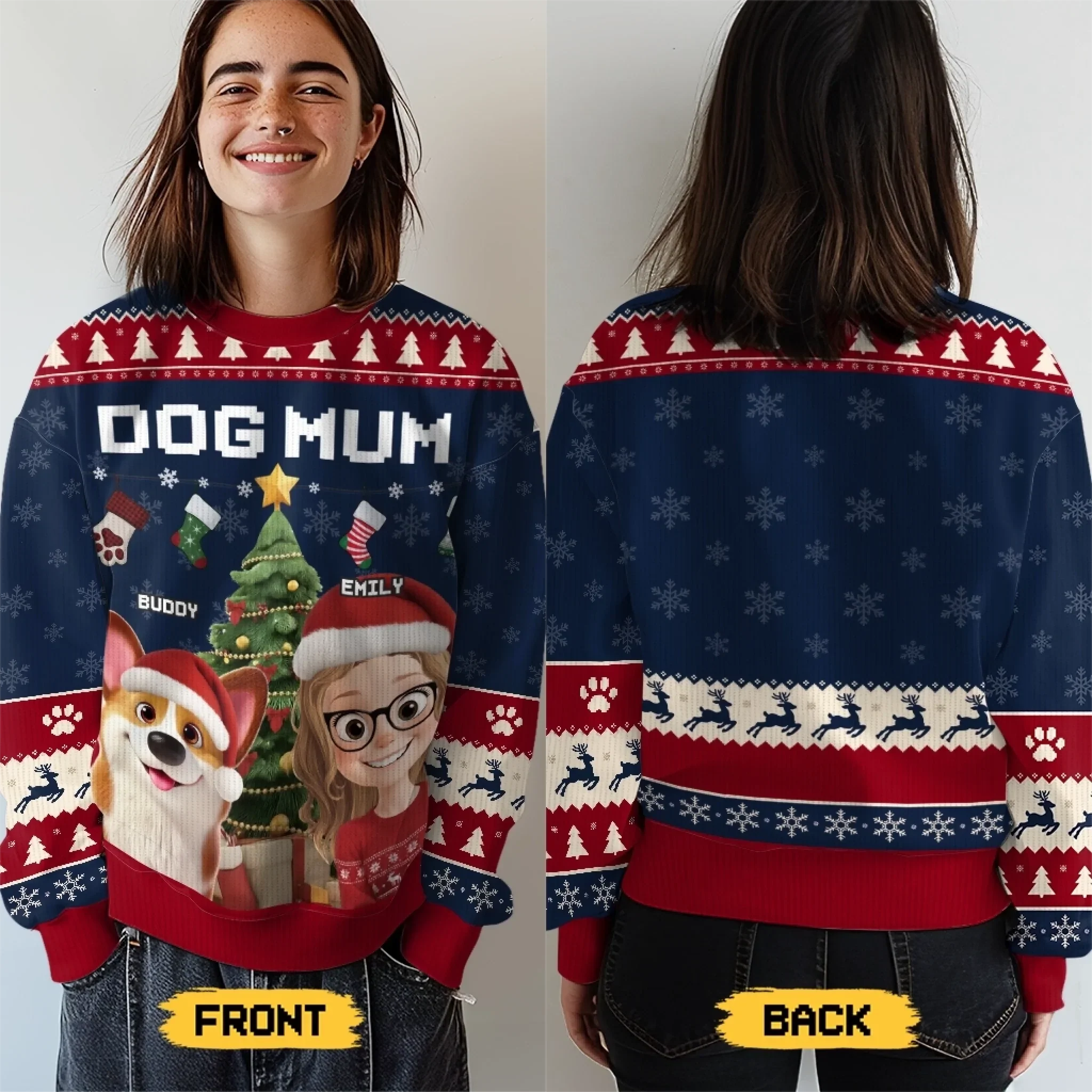 Custom Unisex Ugly Sweatshirt - Personalized  Christmas Birthday Gifts For Dog Lovers, Dog Dad And Mom - Deck The Paws With Love And Laughter - Image 4