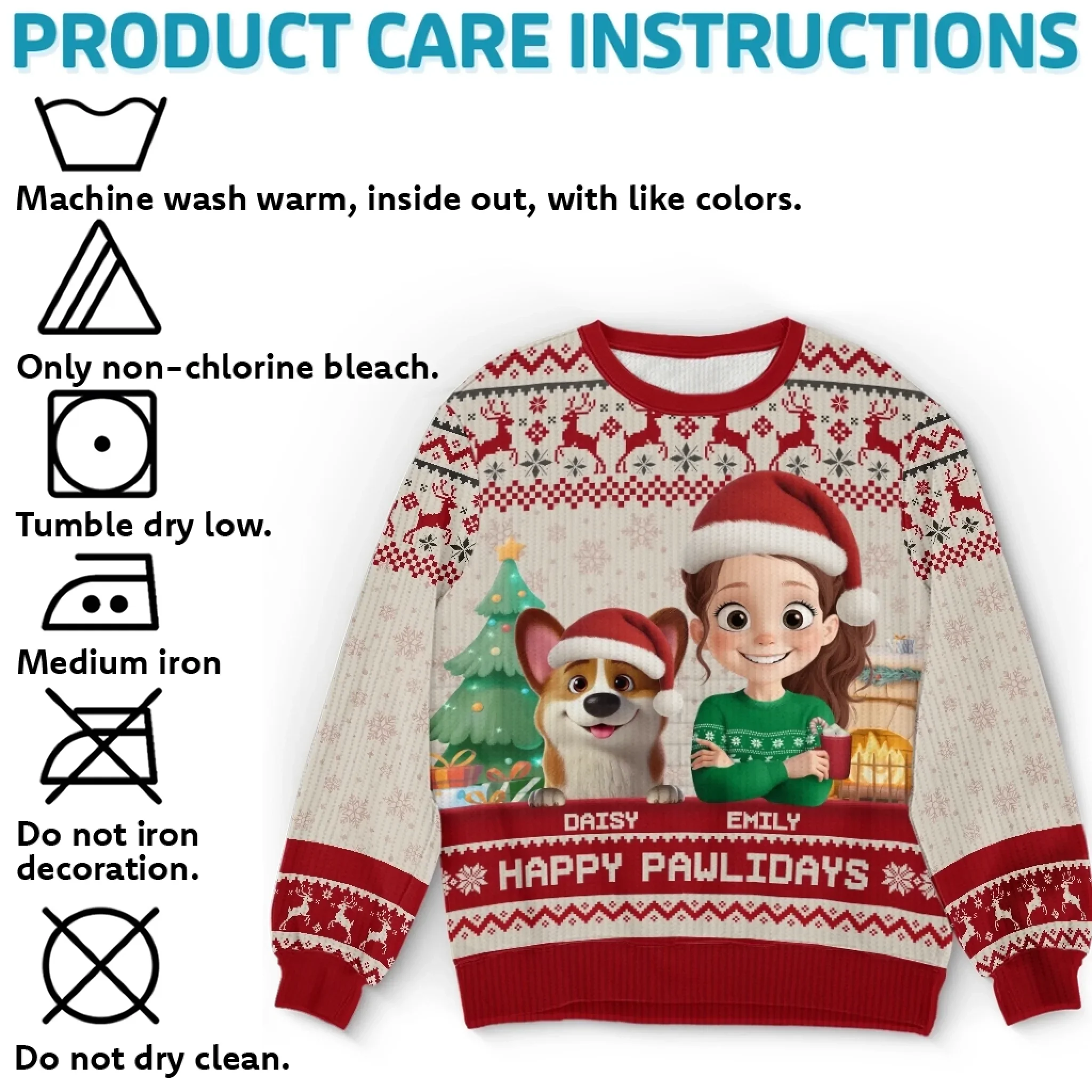Custom Unisex Ugly Sweatshirt - Personalized  Christmas Birthday Gifts For Dog Lovers, Dog Dad And Mom - Santa Paws Is Coming To Town - Image 6