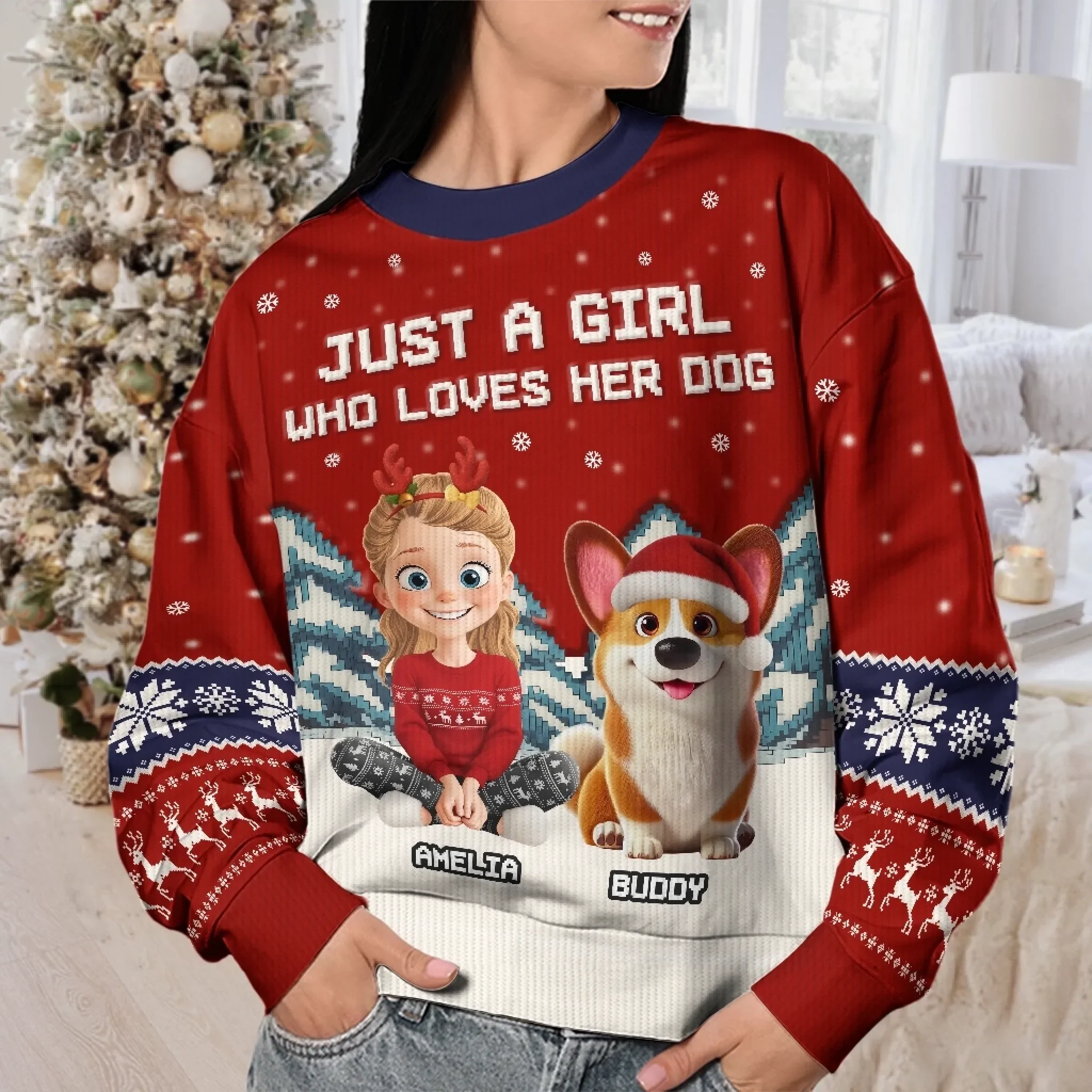 Custom Unisex Ugly Sweatshirt - Personalized  Christmas Birthday Gifts For Dog Lovers, Dog Dad And Mom - ‘Tis The Season To Be Furry - Image 3