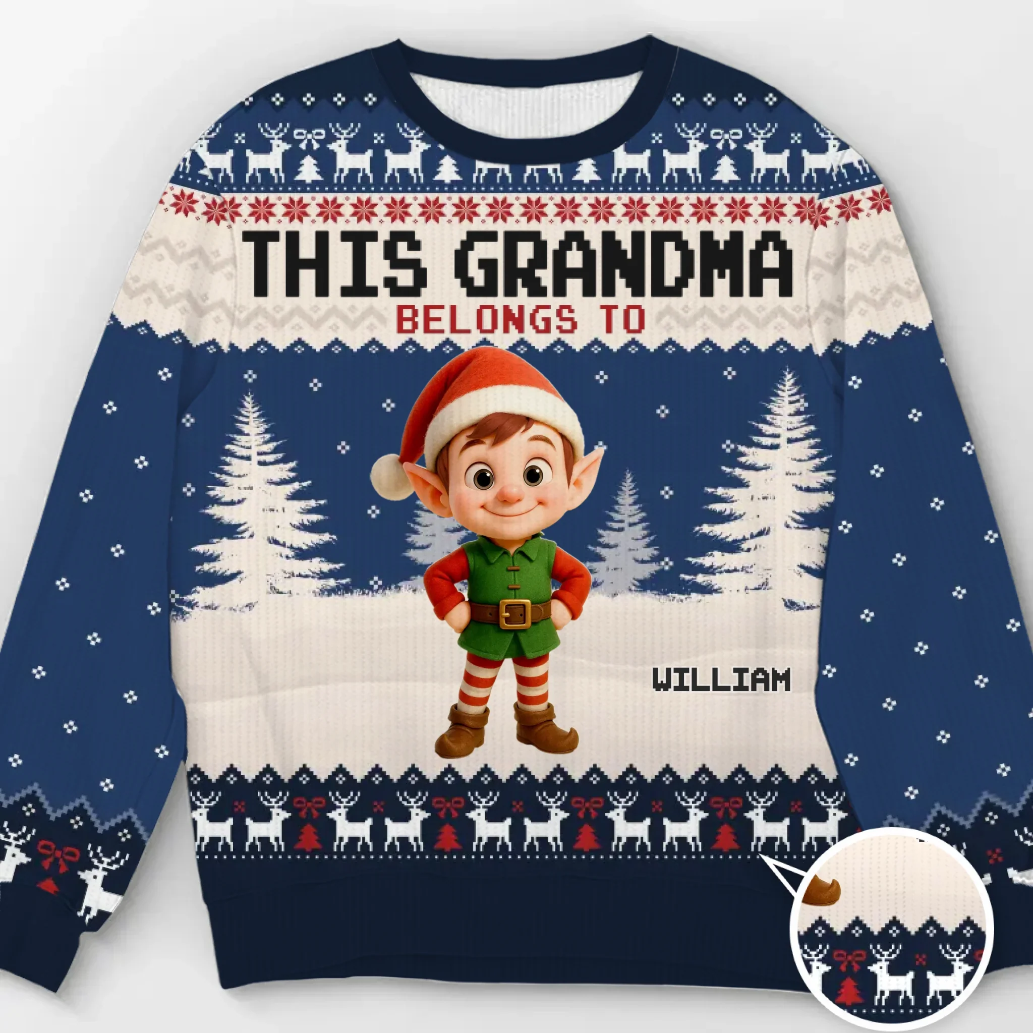 Custom Unisex Ugly Sweatshirt - Personalized  Christmas Birthday Gifts For Grandpa, Grandma, Mom - Proud Grandpa Of The Cutest Elves In Town - Image 2