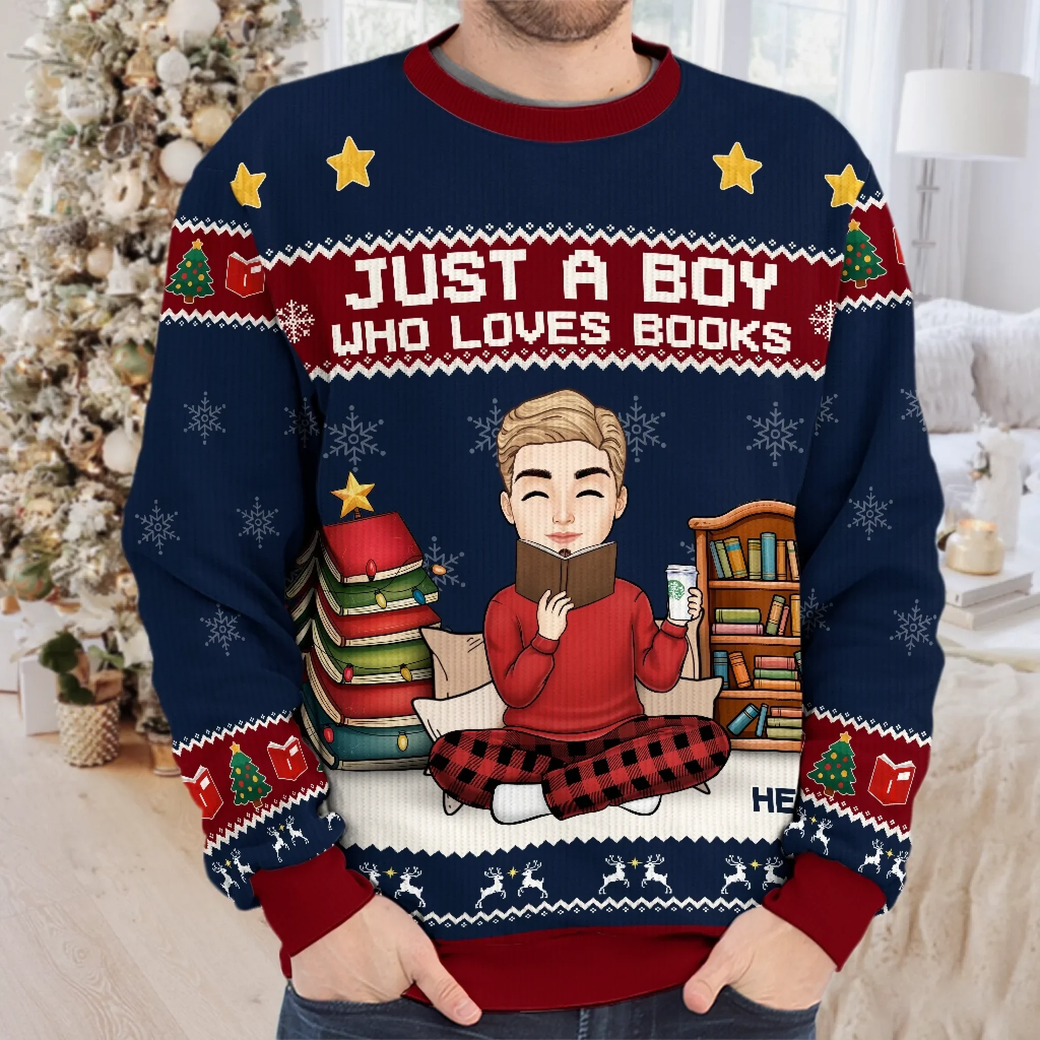 Custom Unisex Ugly Sweatshirt - Personalized  Christmas Bookish Gifts For Book Lovers, Bookworms, Readers - All I Want Are Books - Image 3