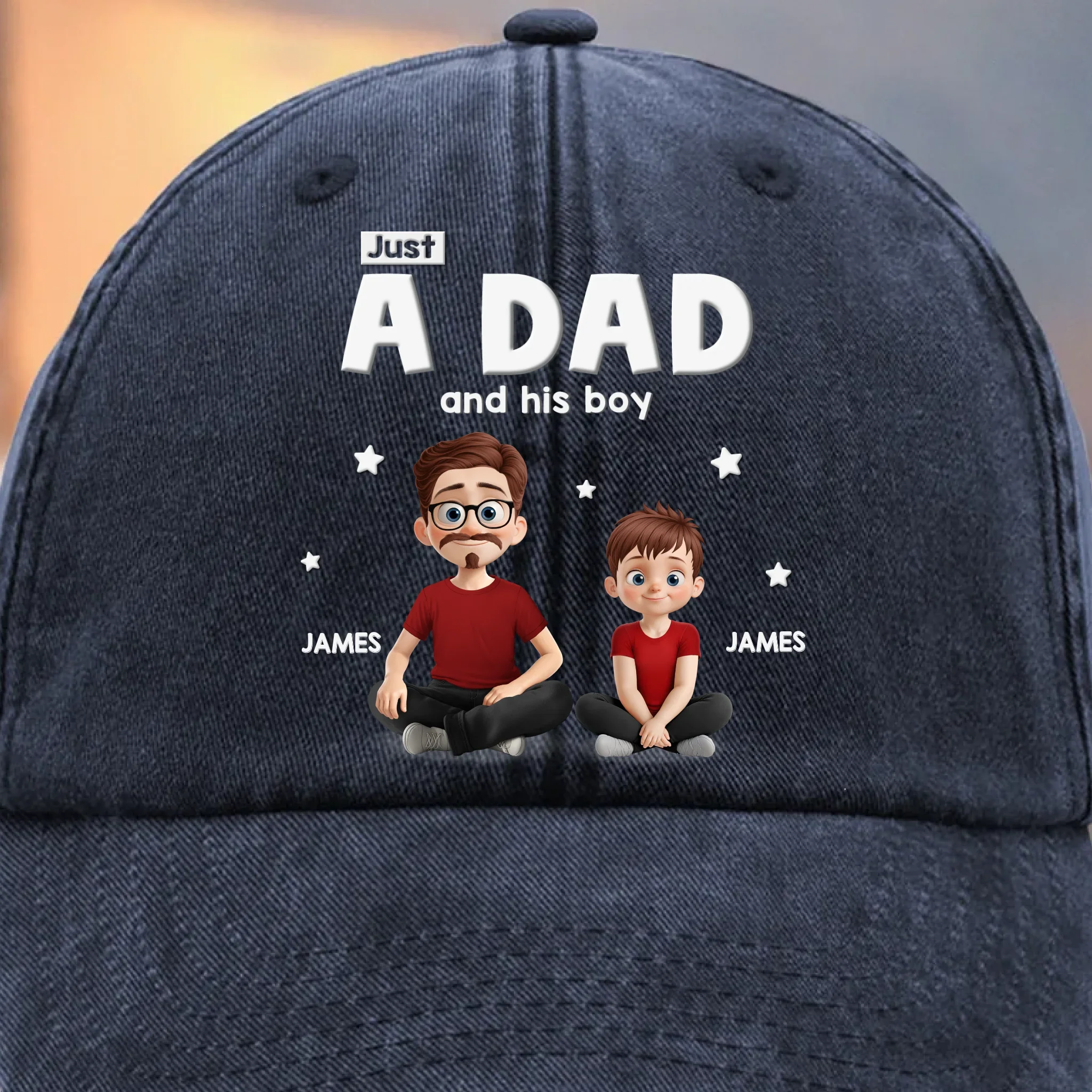 Custom Vintage Washed Denim Baseball Cap - Personalized Birthday Gifts For Dad - Dad and His Crew - Image 2