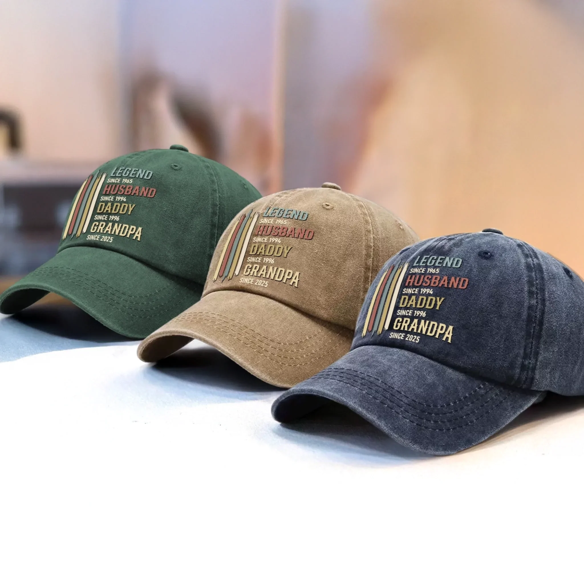Custom Vintage Washed Denim Baseball Cap - Personalized Birthday Gifts For Dad, Grandpa - Proud To Be Your Kid - Image 8