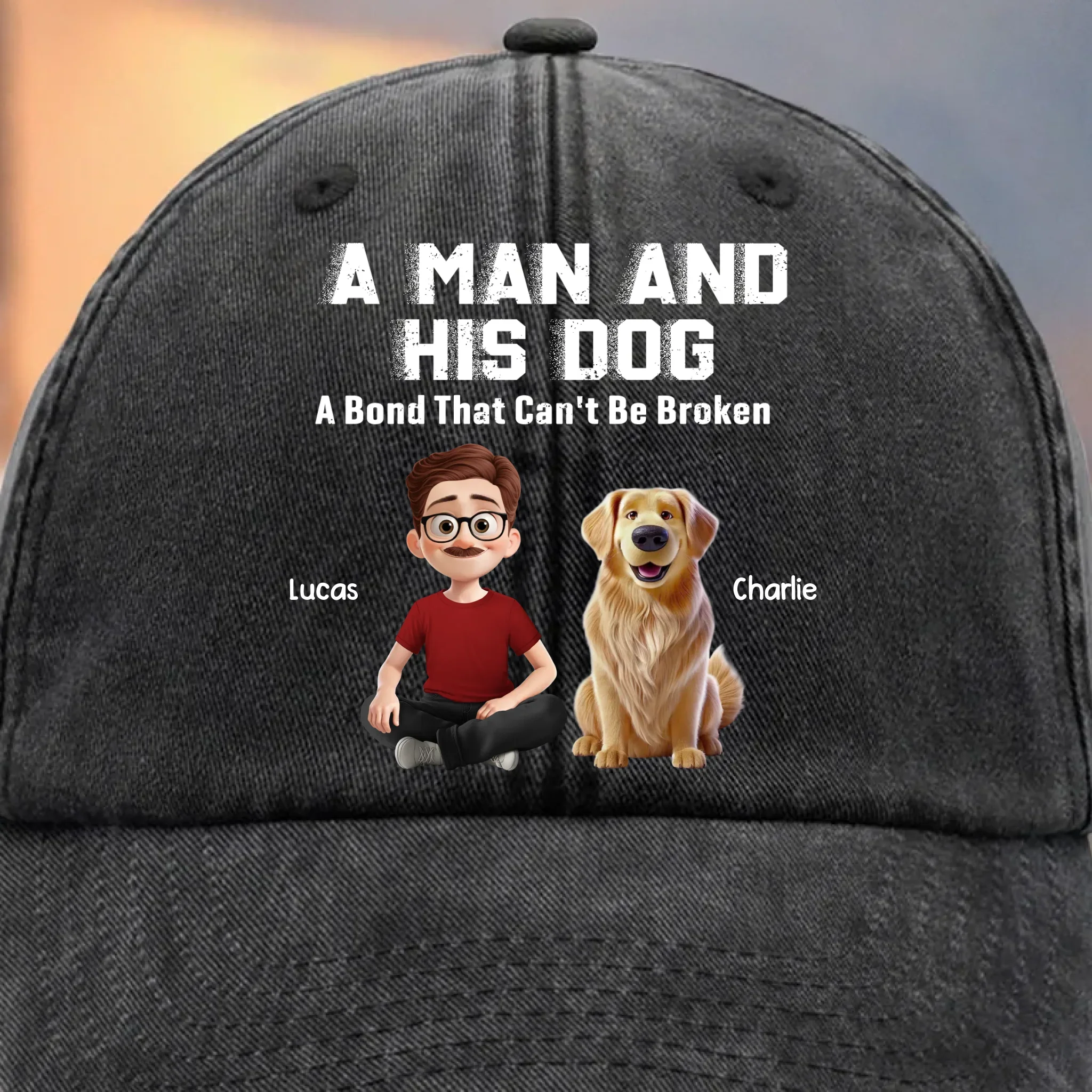 Custom Vintage Washed Denim Baseball Cap - Personalized Christmas Birthday Gifts For Dog Lovers, Dog Dad And Mom - Fetch Expert - Image 3