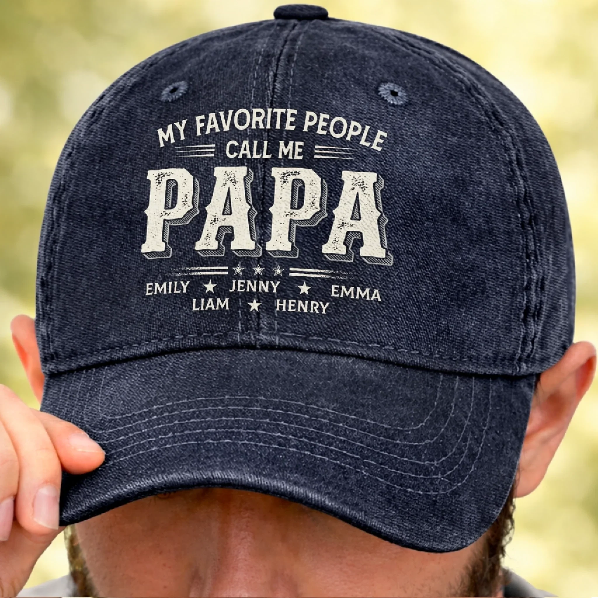 Custom Vintage Washed Denim Baseball Cap - Personalized Father's Day Birthday Gifts For Dad, Grandpa - Grandpa Never Outdated - Image 5