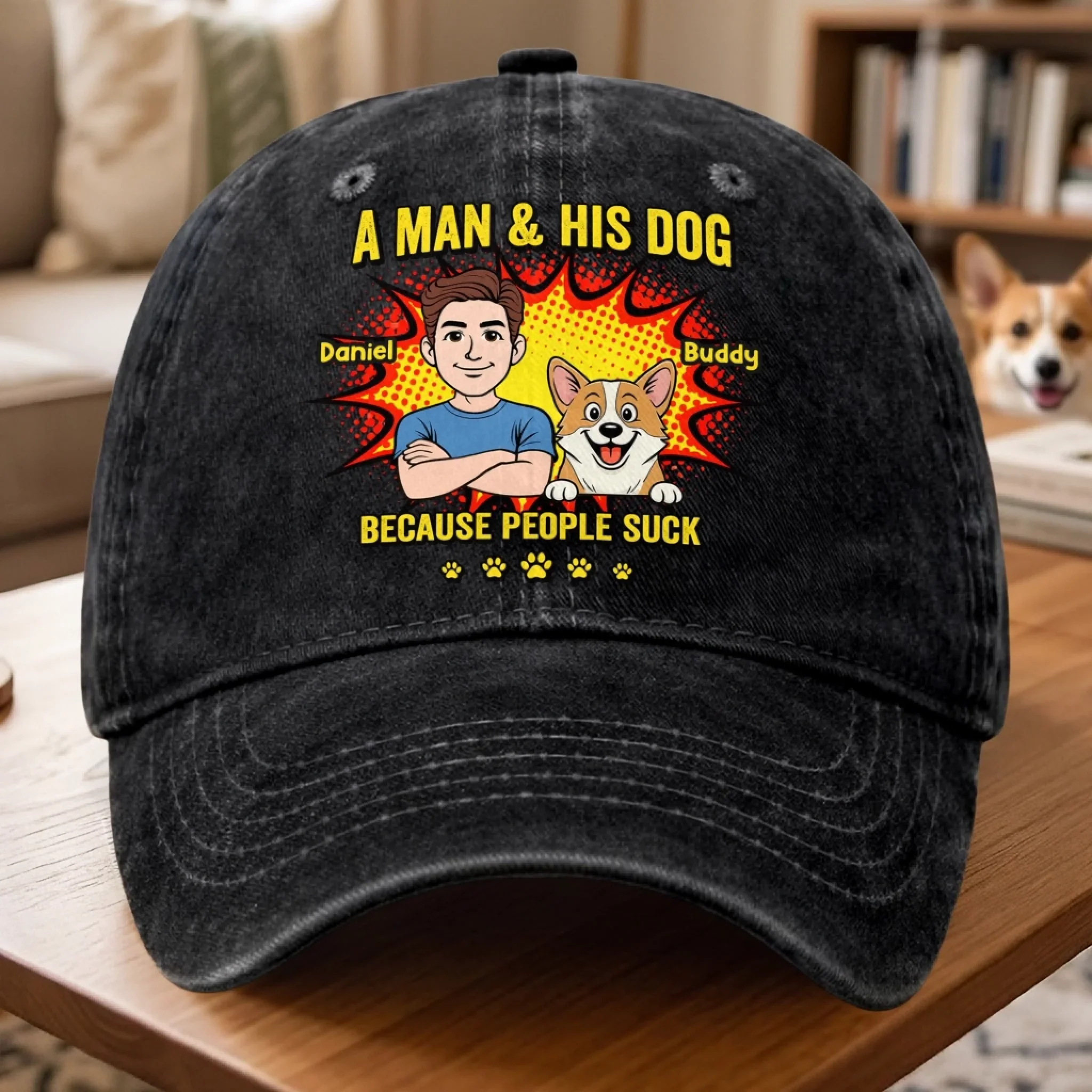 Custom Vintage Washed Denim Baseball Cap - Personalized Father's Day Birthday Gifts For Dog Lovers, Dog Dad And Mom - Life Is Ruff Without My Dog