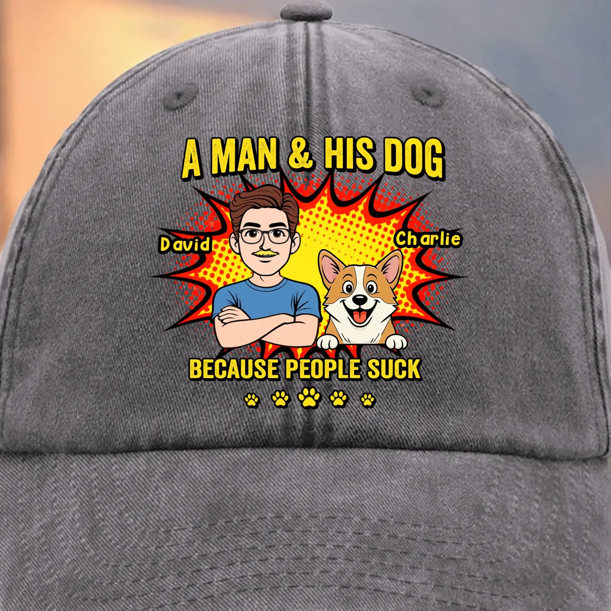 Custom Vintage Washed Denim Baseball Cap - Personalized Father's Day Birthday Gifts For Dog Lovers, Dog Dad And Mom - Life Is Ruff Without My Dog - Image 5