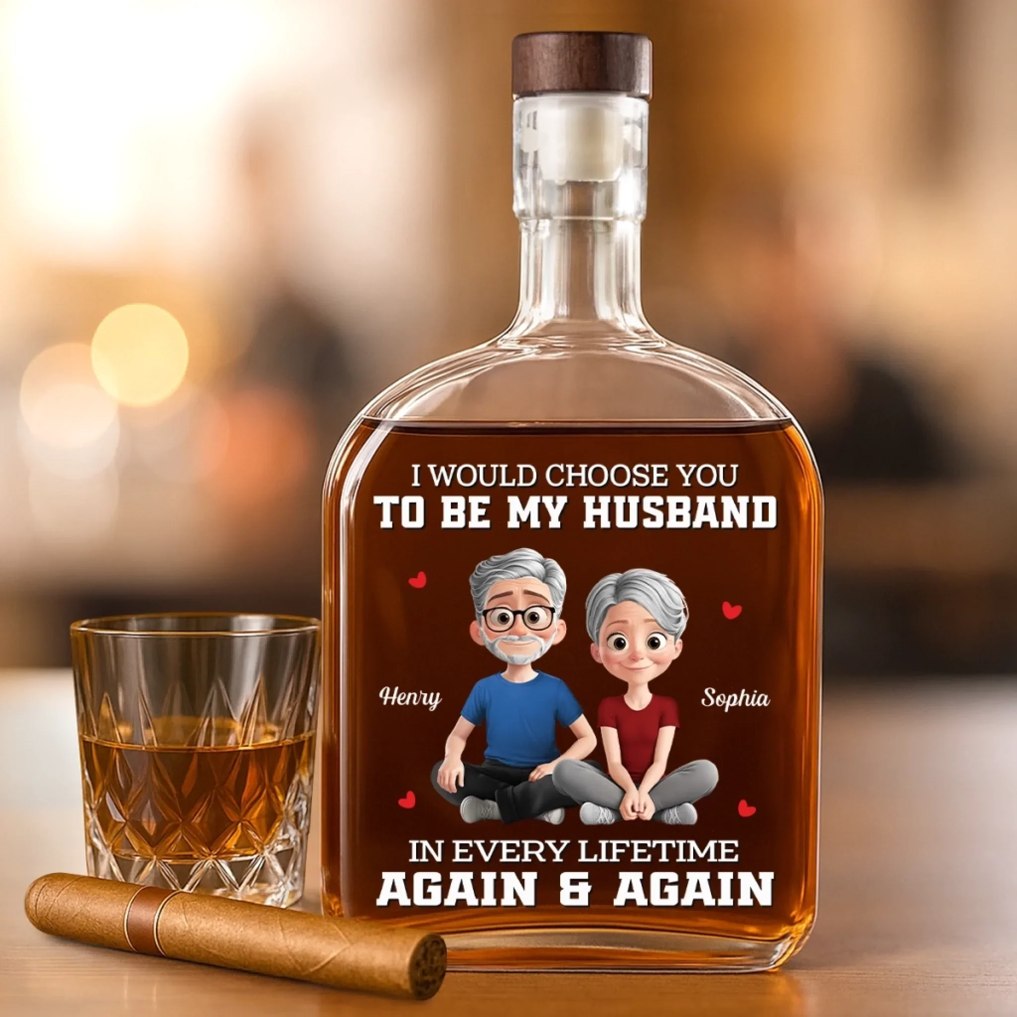 Custom Whiskey Bottle - Personalized Anniversary Christmas Wedding Gifts For Husband And Wife, Him And Her, Wine, Bourbon, Whiskey Lovers - Every Lifetime Leads Me Back To You - Image 3