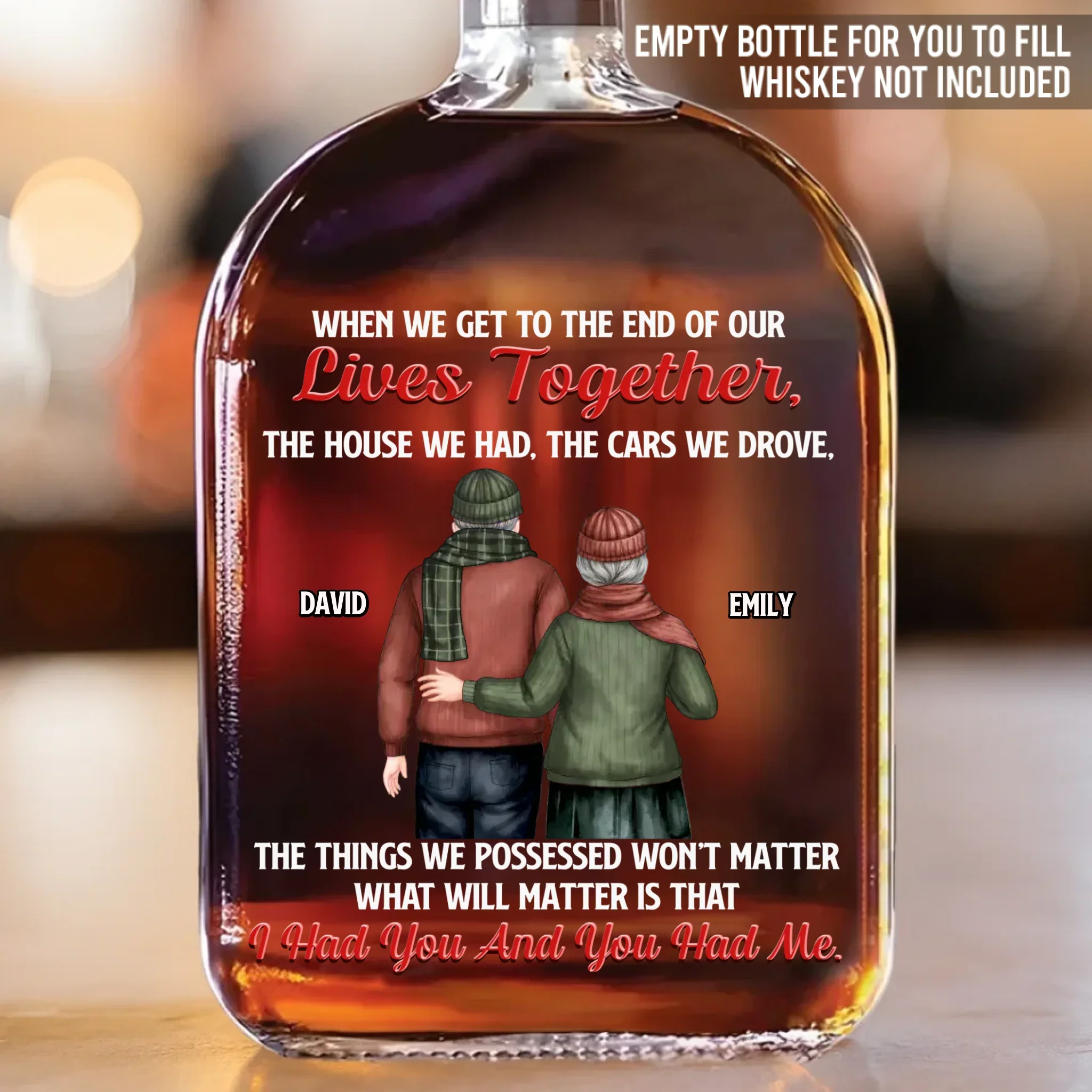 Custom Whiskey Bottle - Personalized Anniversary Christmas Wedding Gifts For Husband And Wife, Him And Her, Wine, Bourbon, Whiskey Lovers - Love Carried Us Through - Image 2