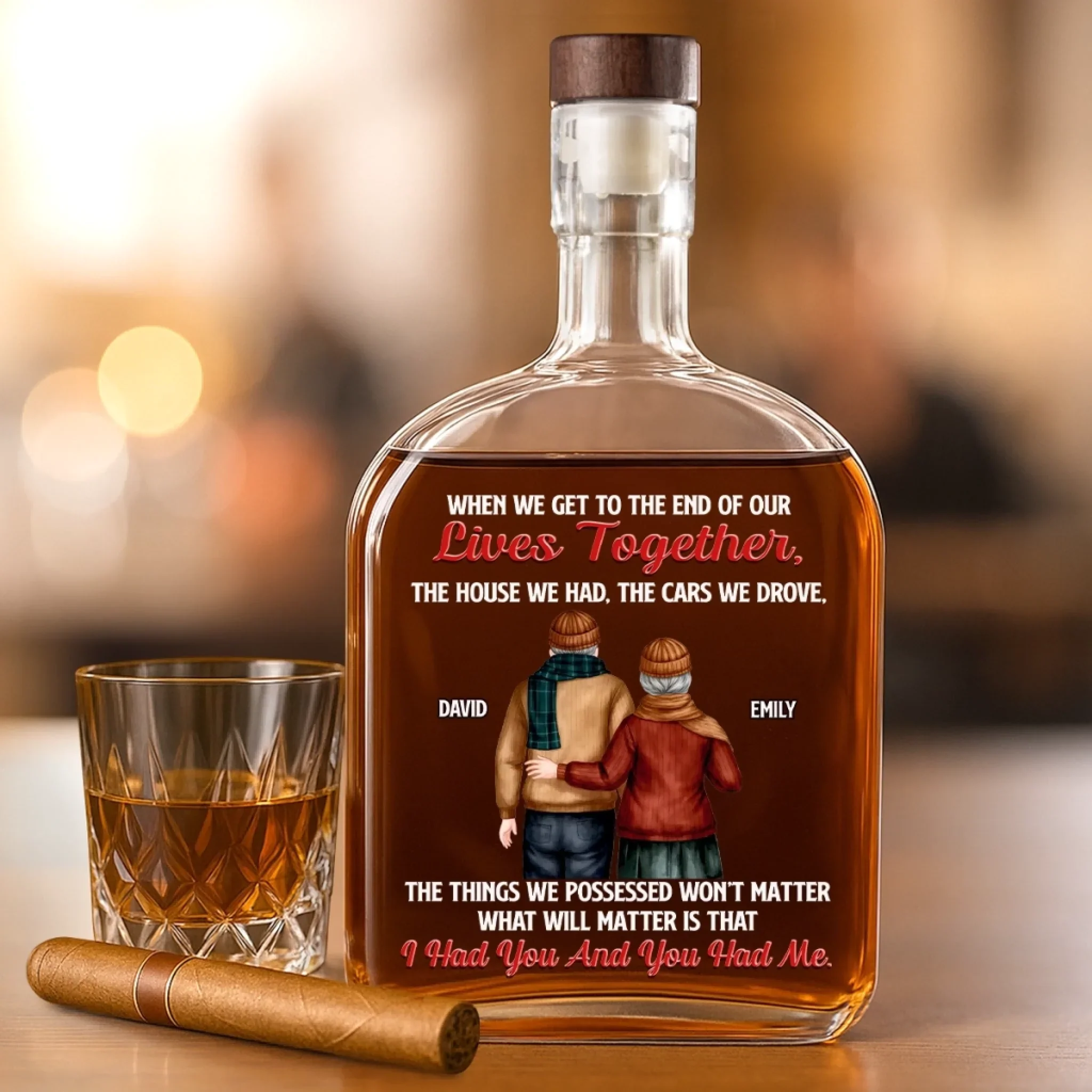 Custom Whiskey Bottle - Personalized Anniversary Christmas Wedding Gifts For Husband And Wife, Him And Her, Wine, Bourbon, Whiskey Lovers - Love Carried Us Through - Image 3