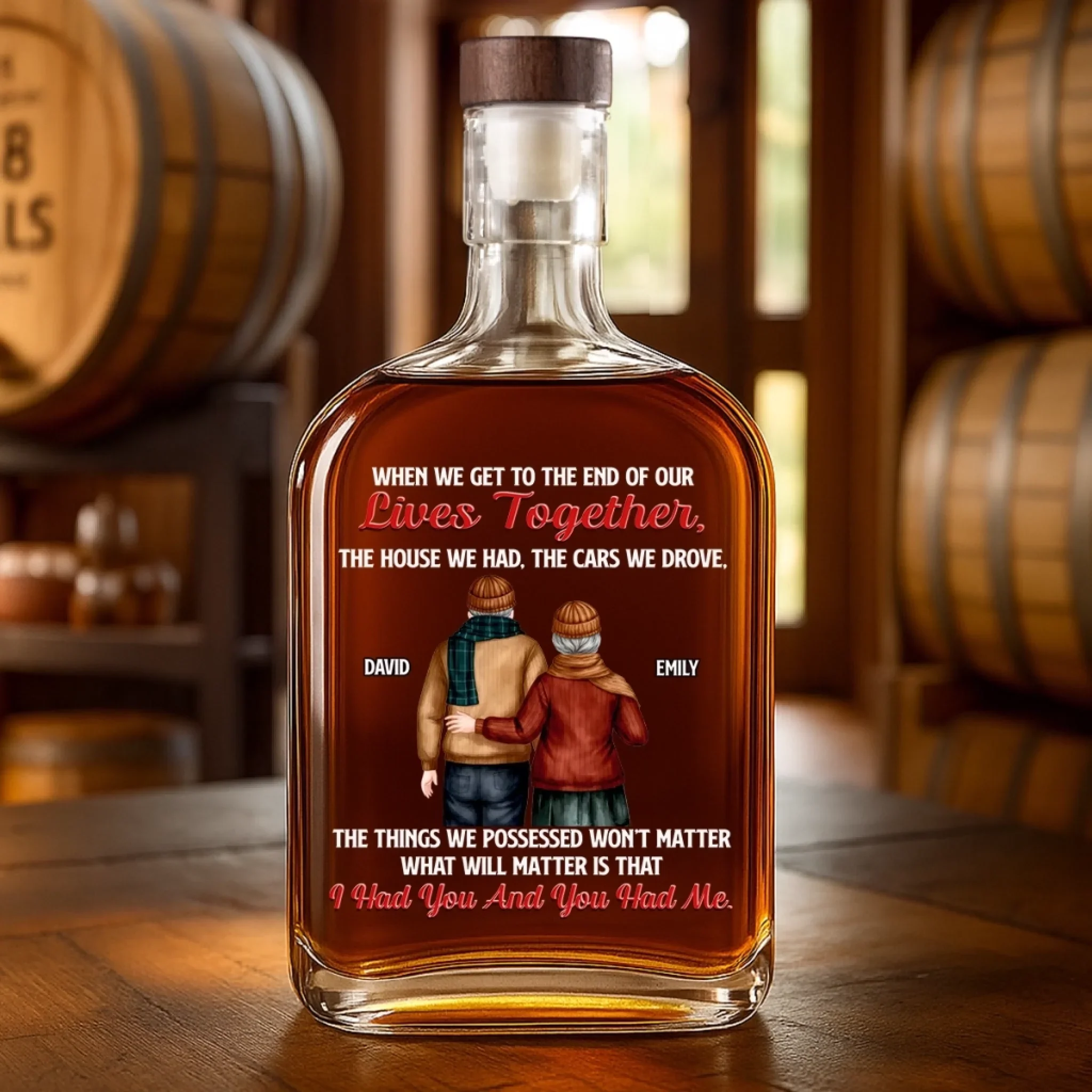 Custom Whiskey Bottle - Personalized Anniversary Christmas Wedding Gifts For Husband And Wife, Him And Her, Wine, Bourbon, Whiskey Lovers - Love Carried Us Through - Image 4