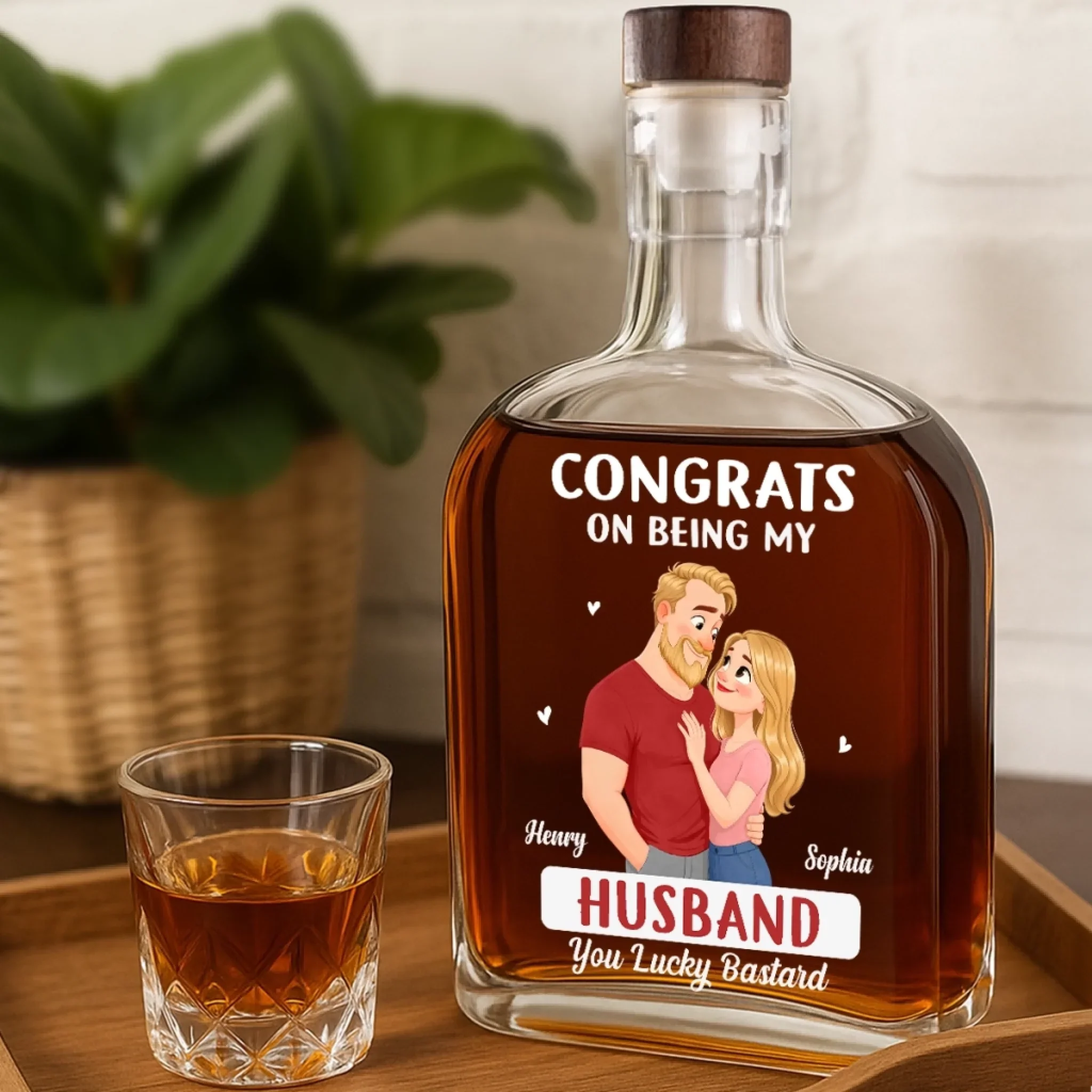 Custom Whiskey Bottle - Personalized Anniversary Wedding Gifts For Husband And Wife, Him And Her - Our Love Keeps Growing - Image 3