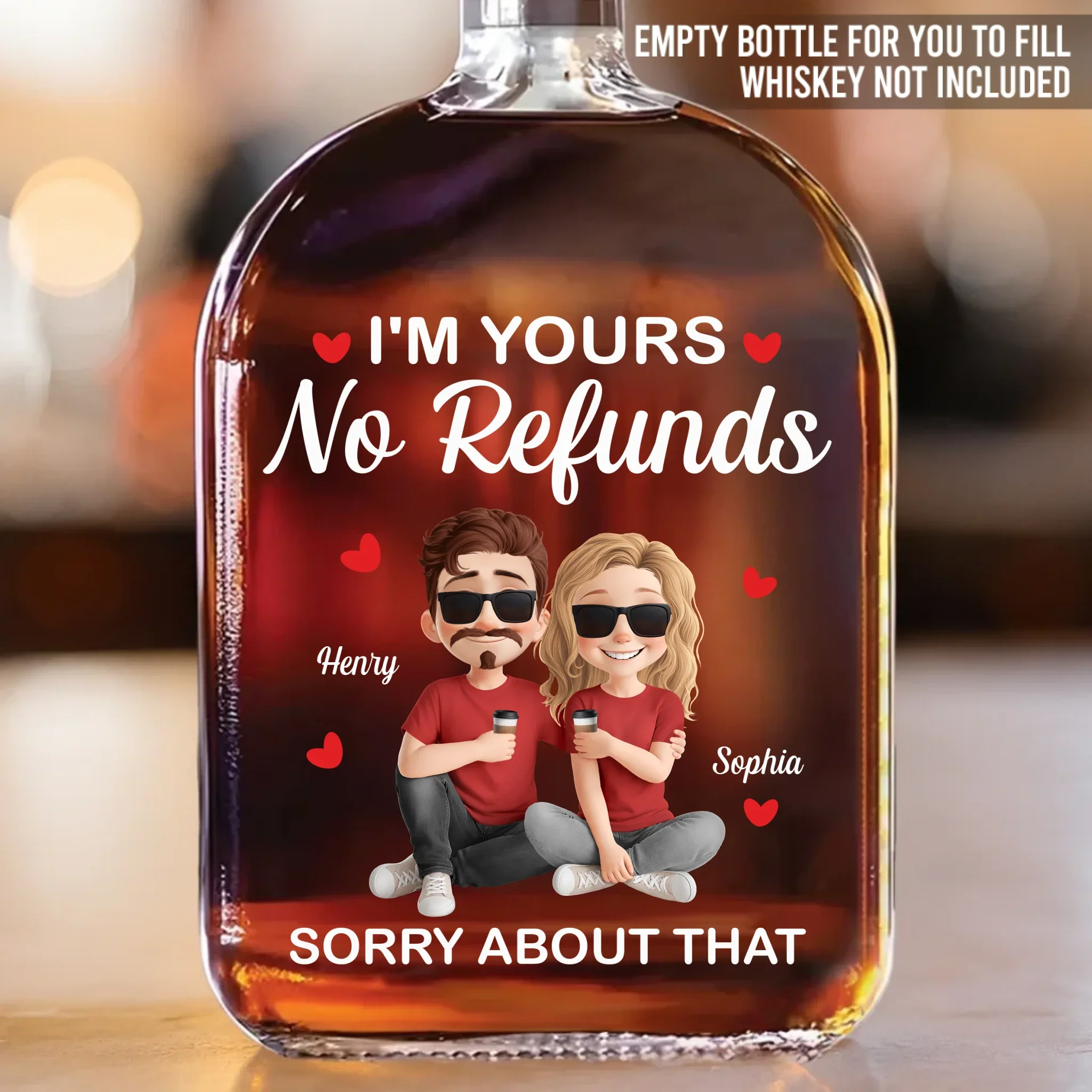 Custom Whiskey Bottle - Personalized Anniversary Wedding Gifts For Husband And Wife, Him And Her, Wine, Bourbon, Whiskey Lovers - Lifetime Contract, No Escape - Image 2