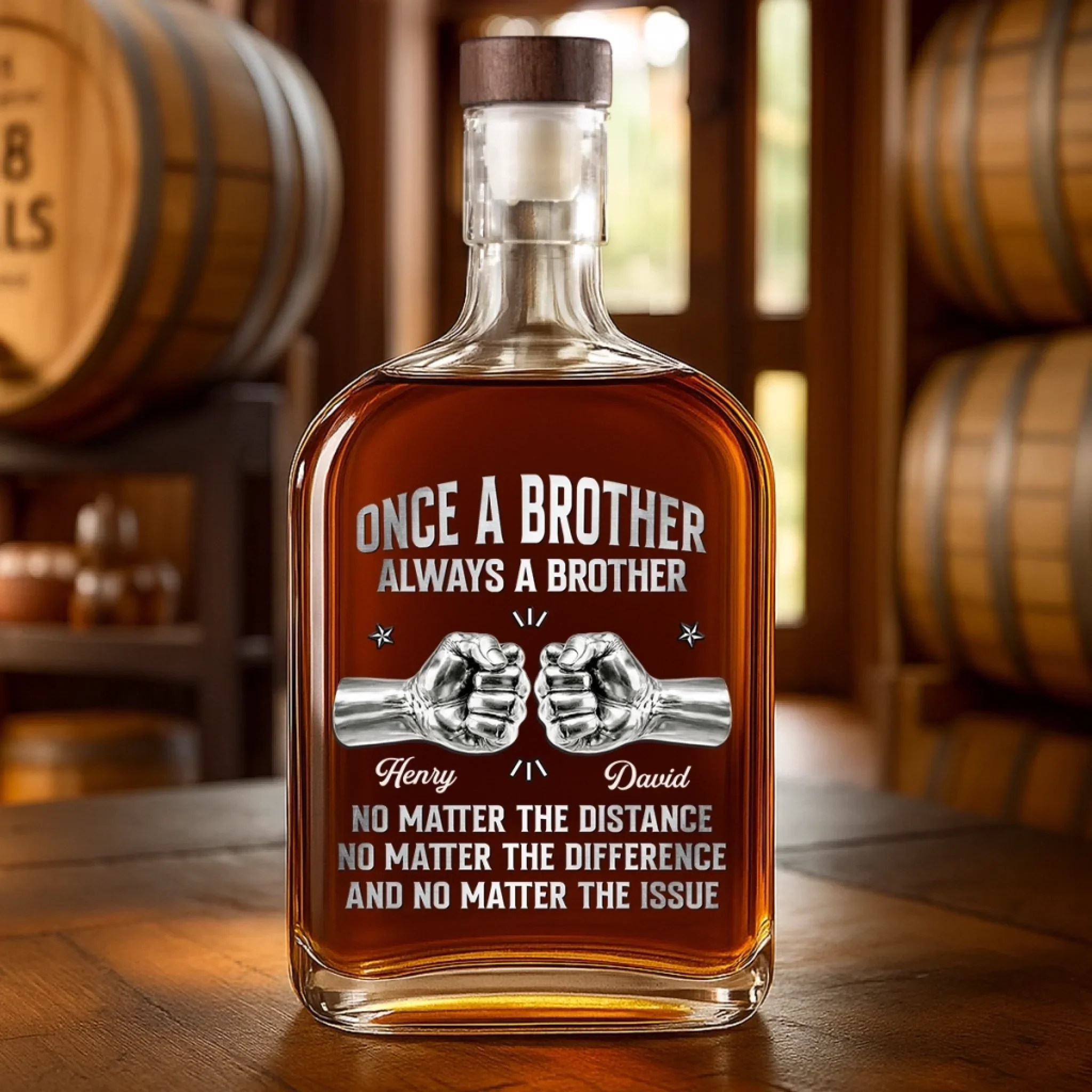 Custom Whiskey Bottle - Personalized Birthday Gifts For Brother - Side By Side Since Day One - Image 5