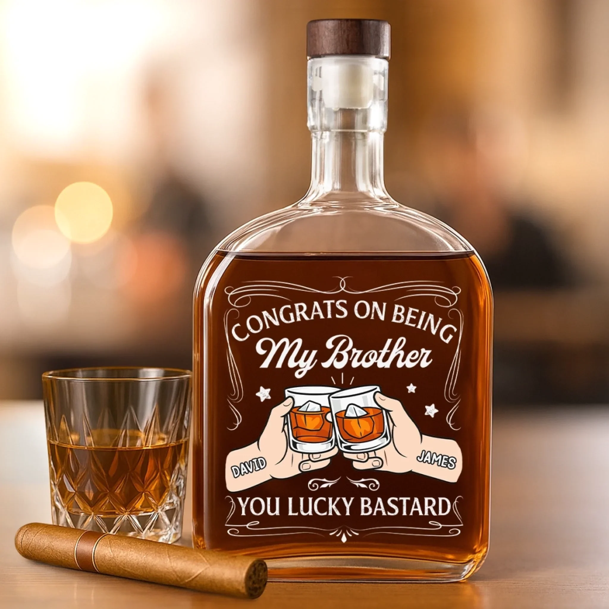 Custom Whiskey Bottle - Personalized Birthday Gifts For Brother, Sister, Best Friends - Different Paths Same Heart - Image 3