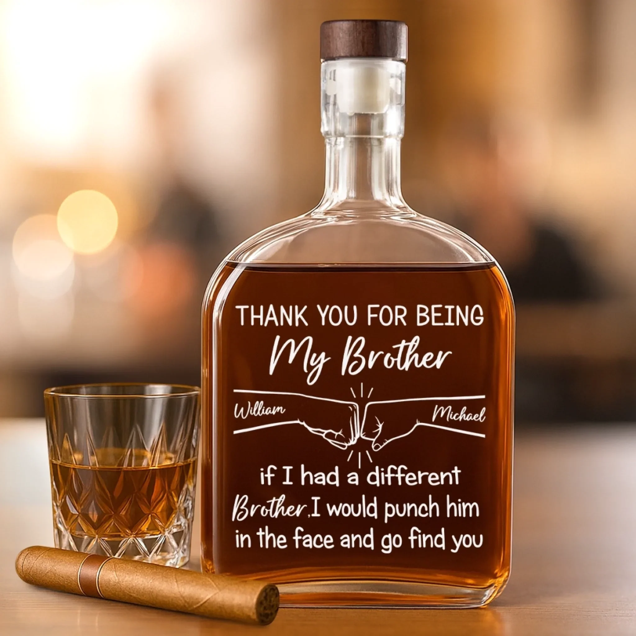 Custom Liquor Decanter - Personalized Birthday Gifts For Mom, Dad, Brother, Sister, Best Friends - Always By Your Side - Image 3